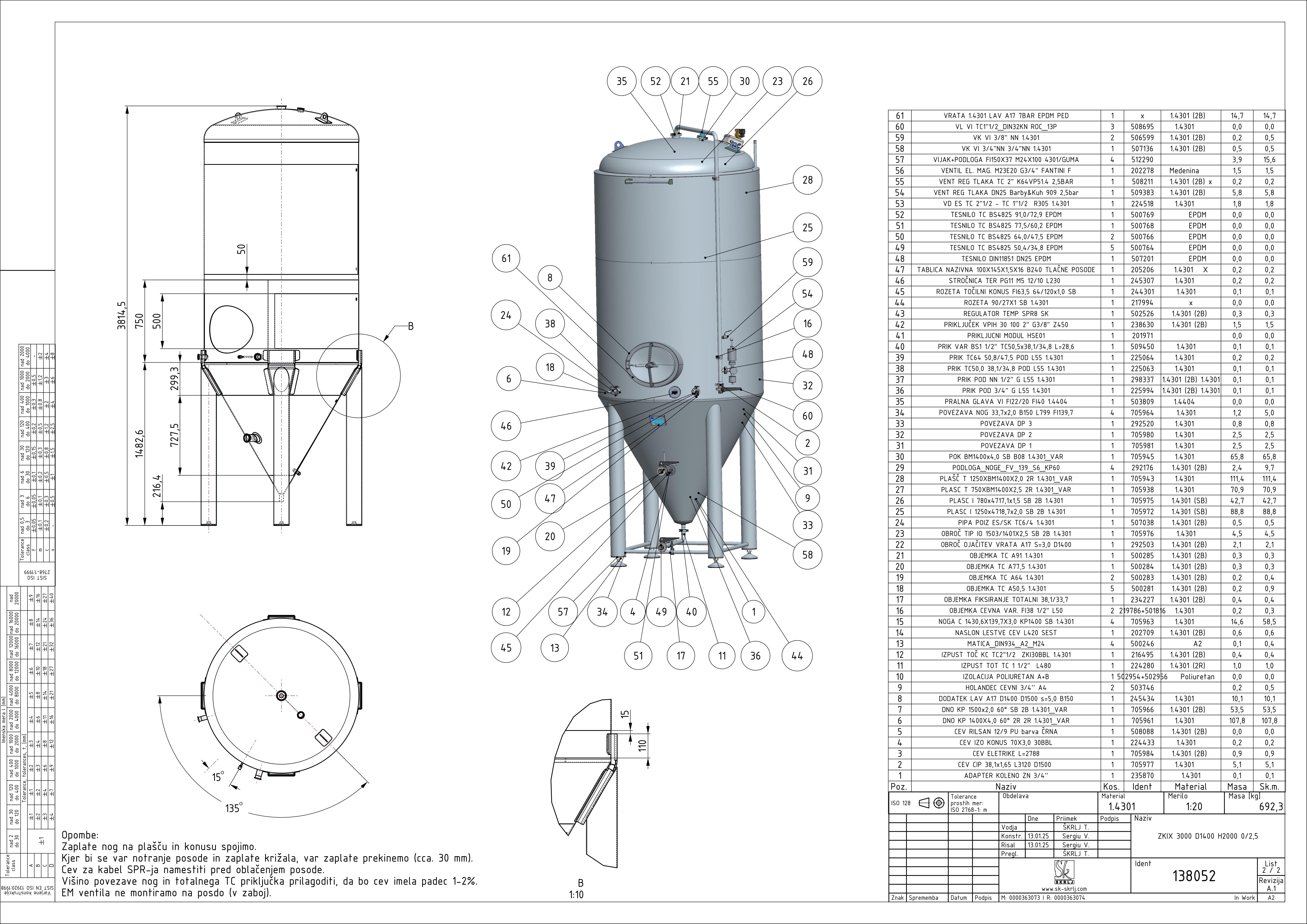 Cylindroconical fermentation and storage tank, insulated