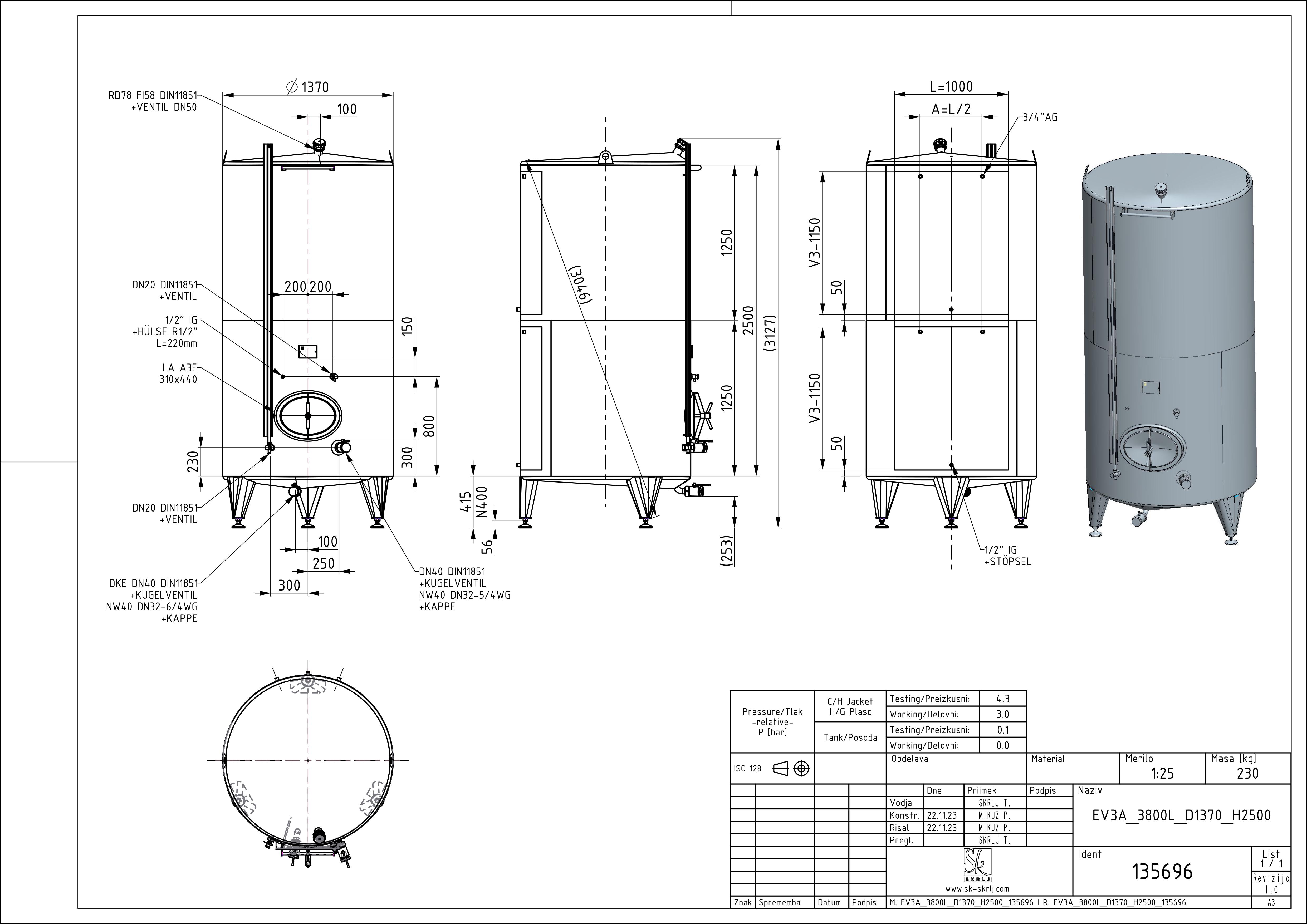 Classic storage tank with double jacket