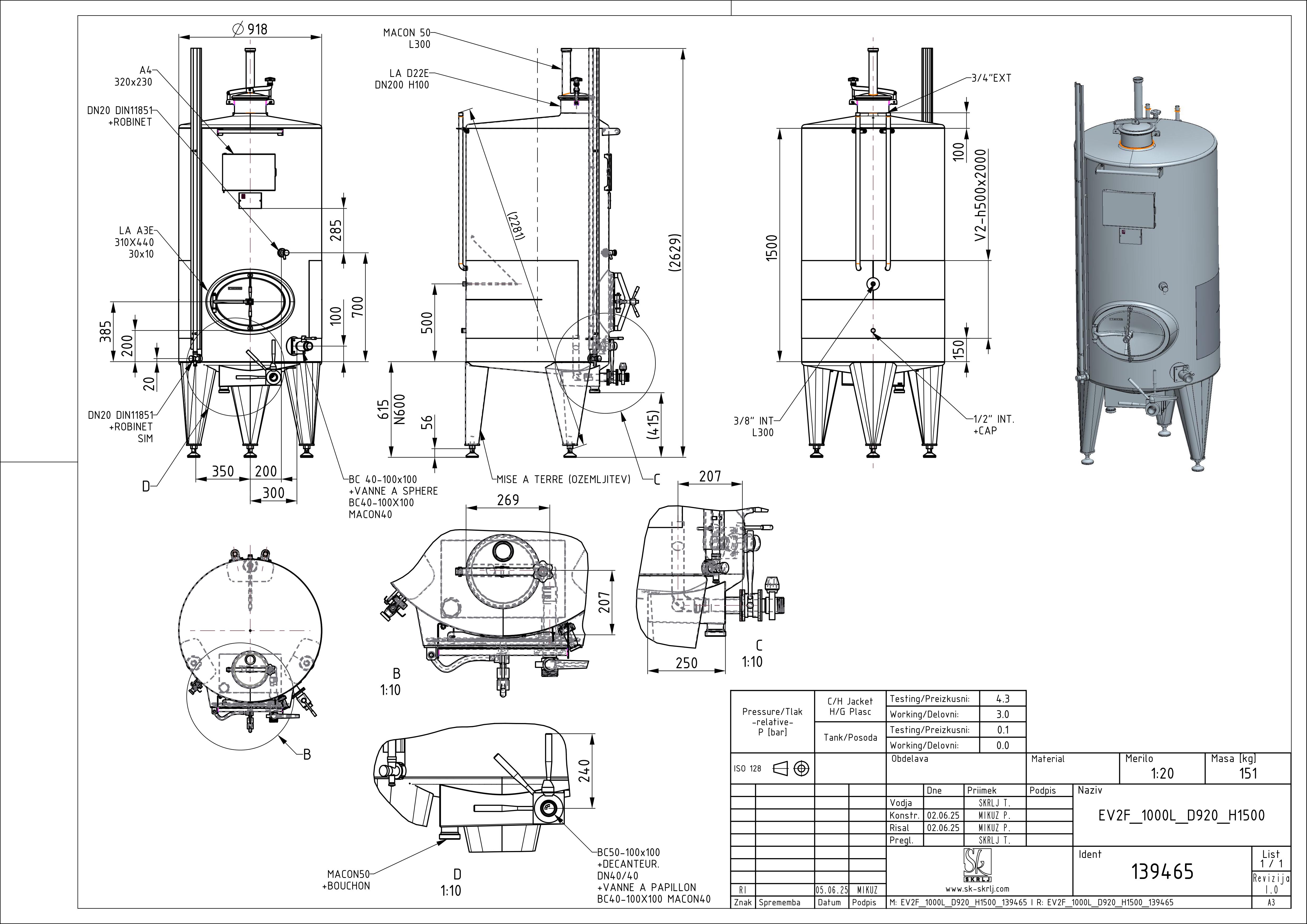 Classic storage tank with double jacket