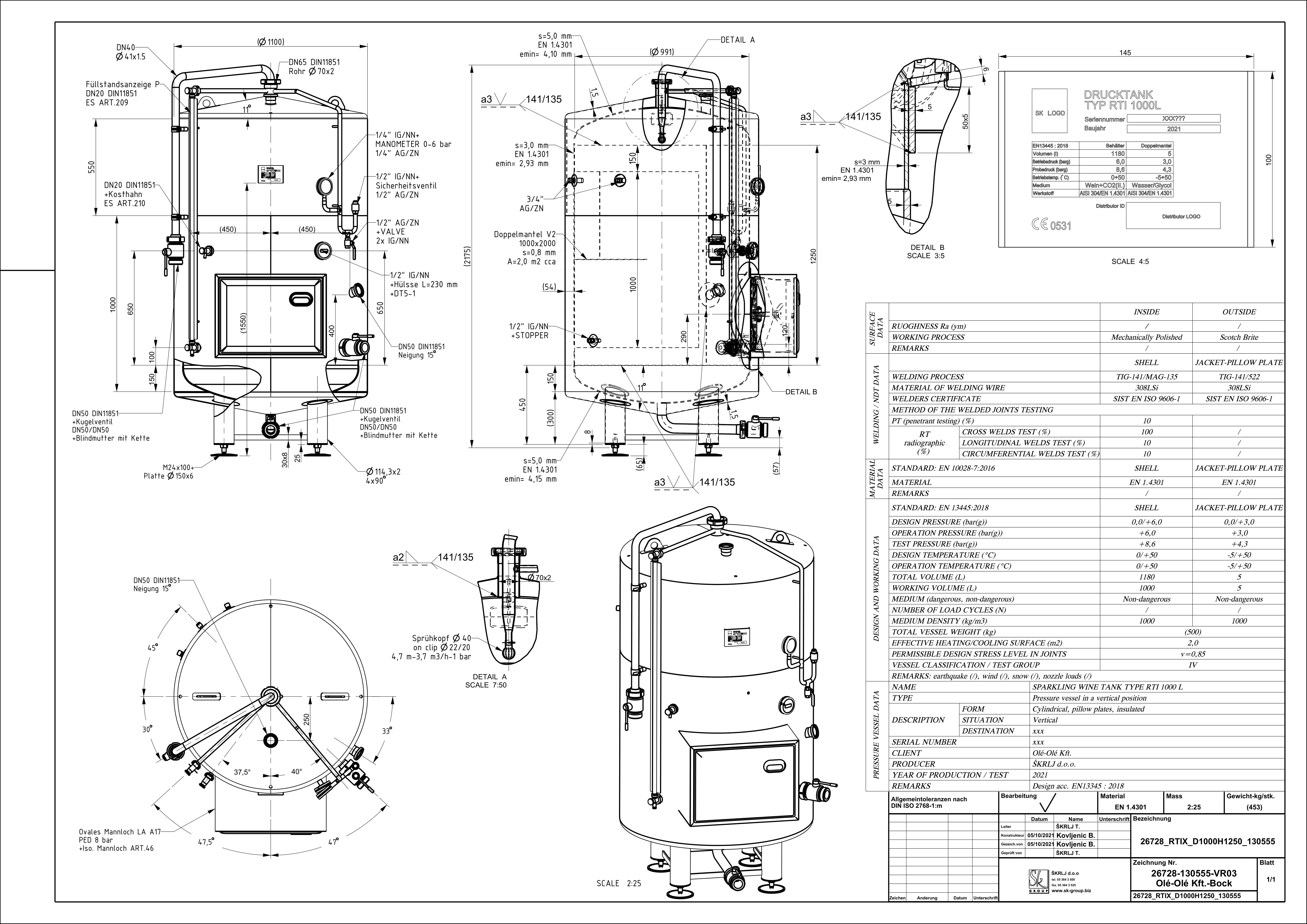 Sparkling wine tank