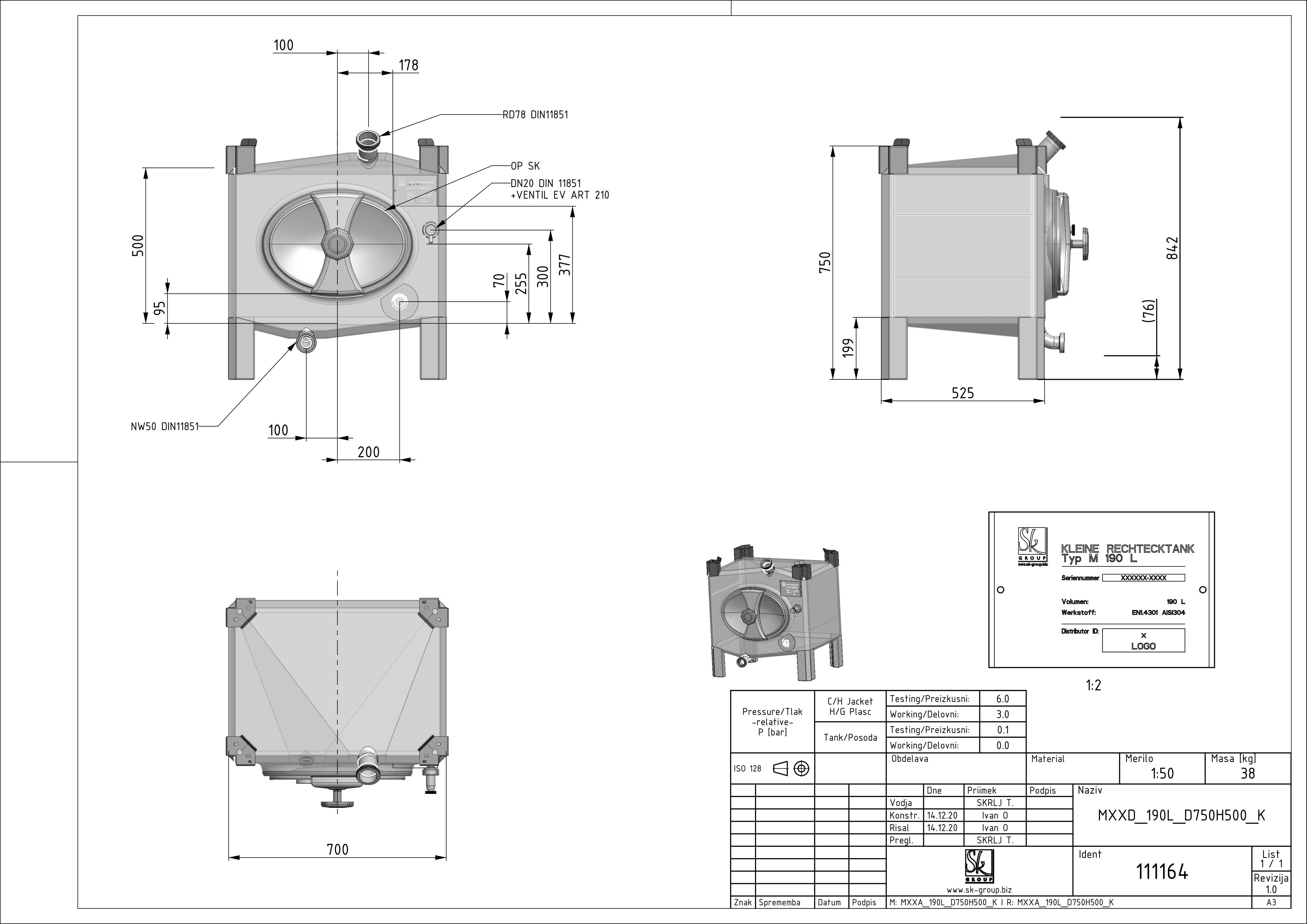 Small rectangular storage tank