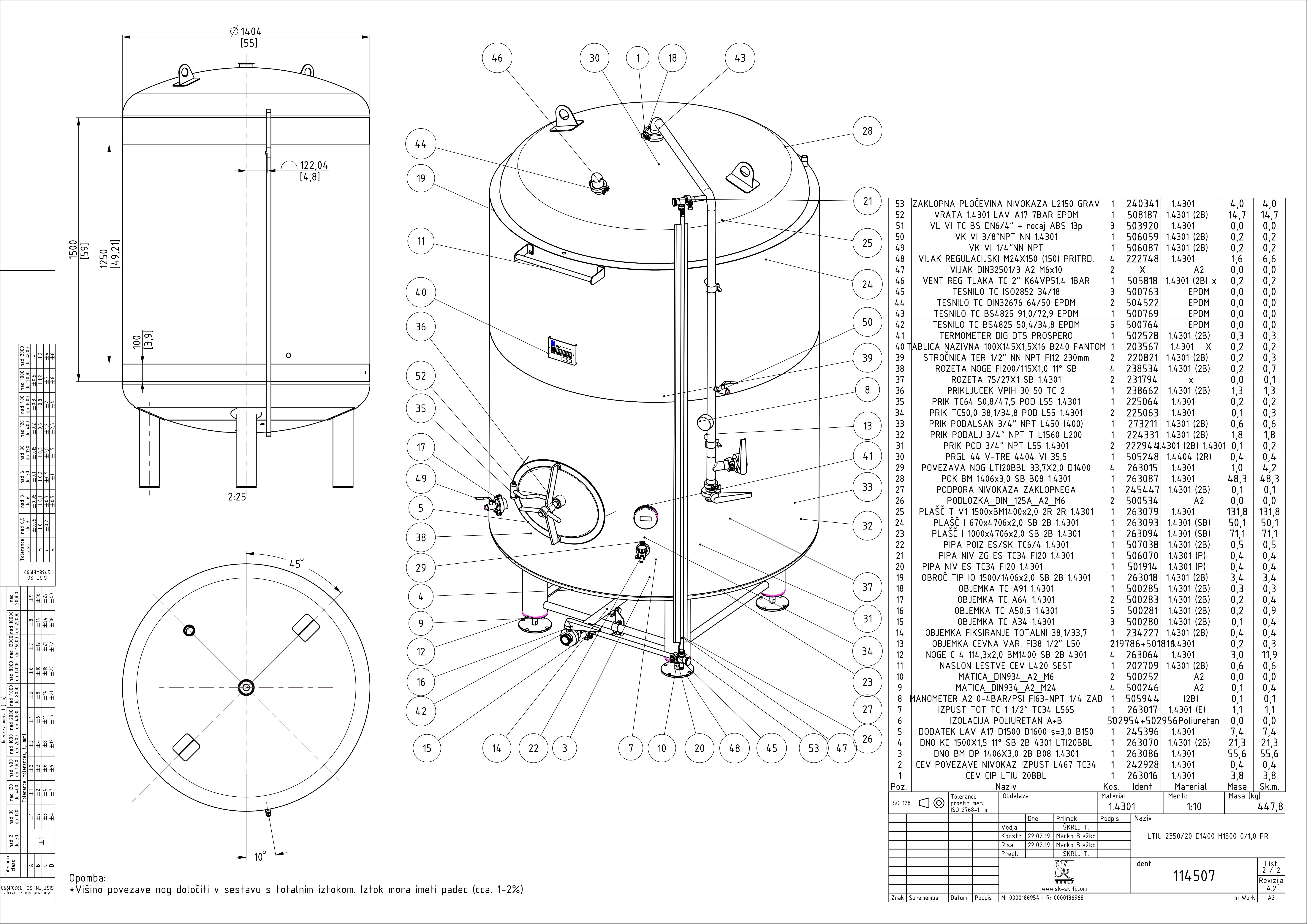 Brite beer tank, insulated