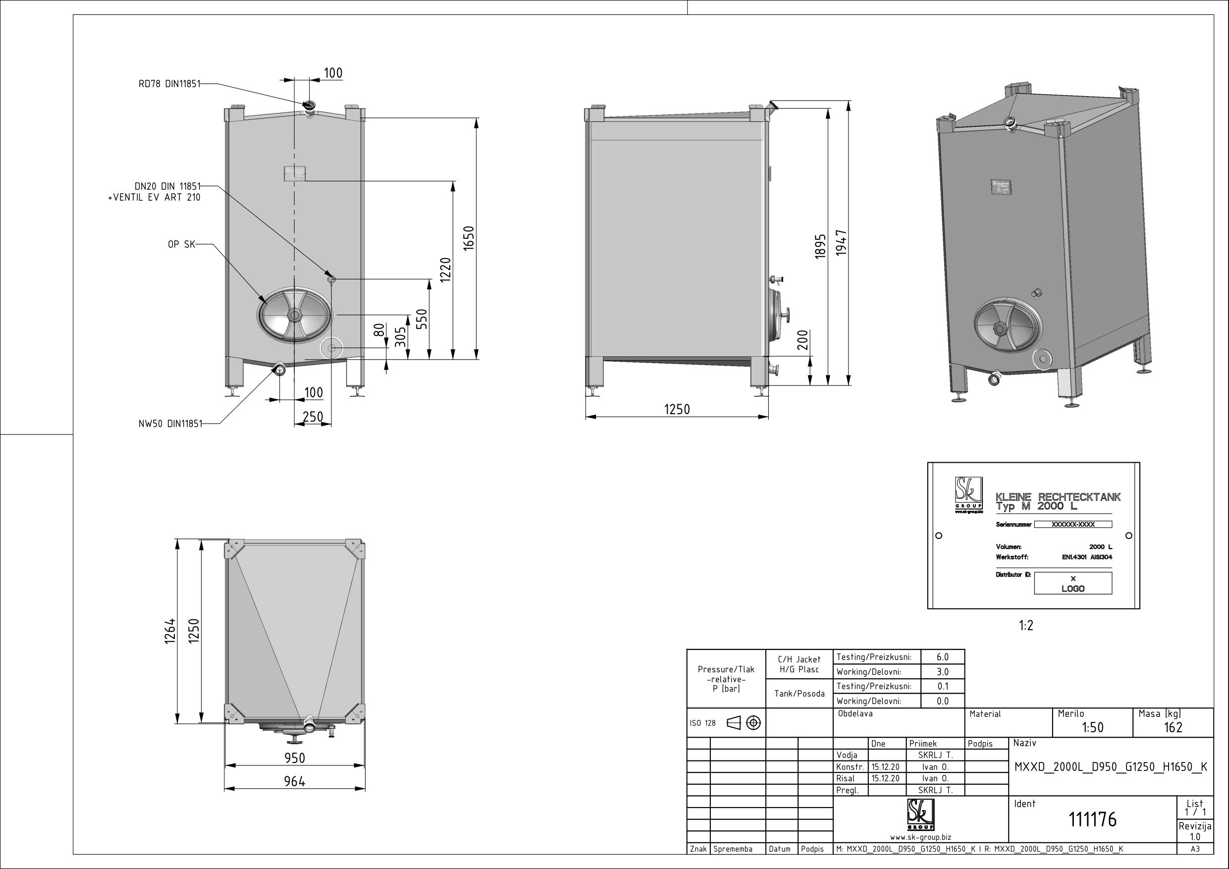 Small rectangular storage tank