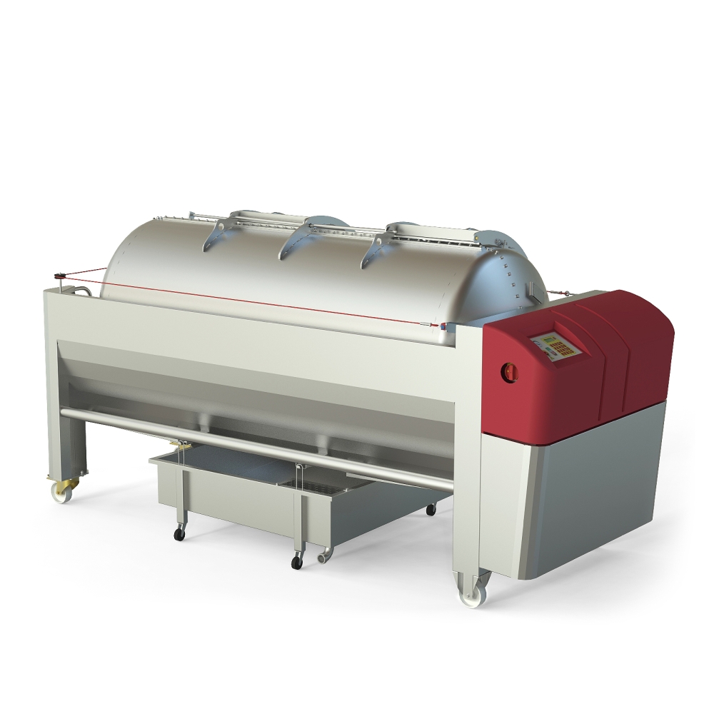 Pneumatic press type PST - closed pressing system, closed drum with internal drain channels