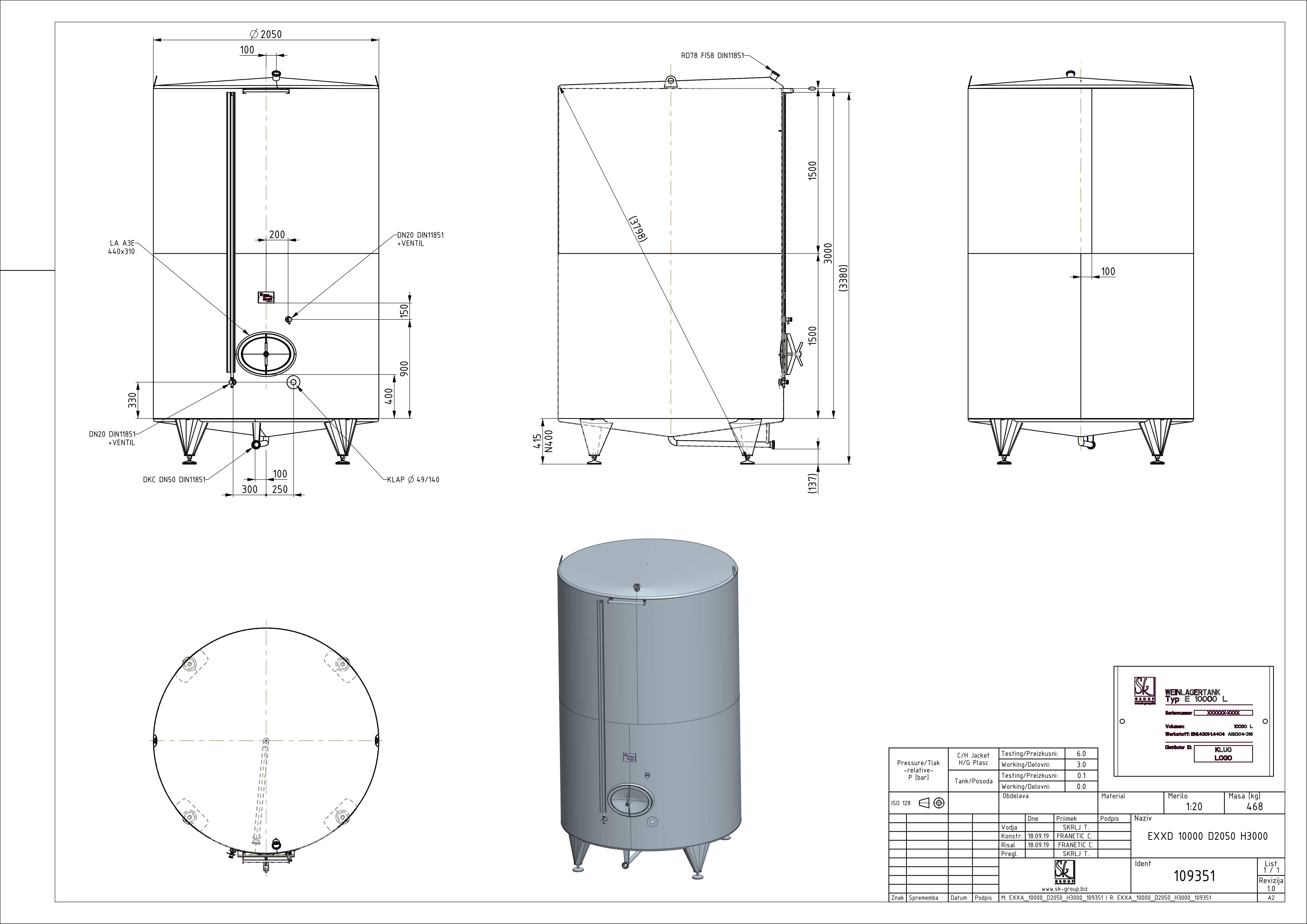 Classic storage tank