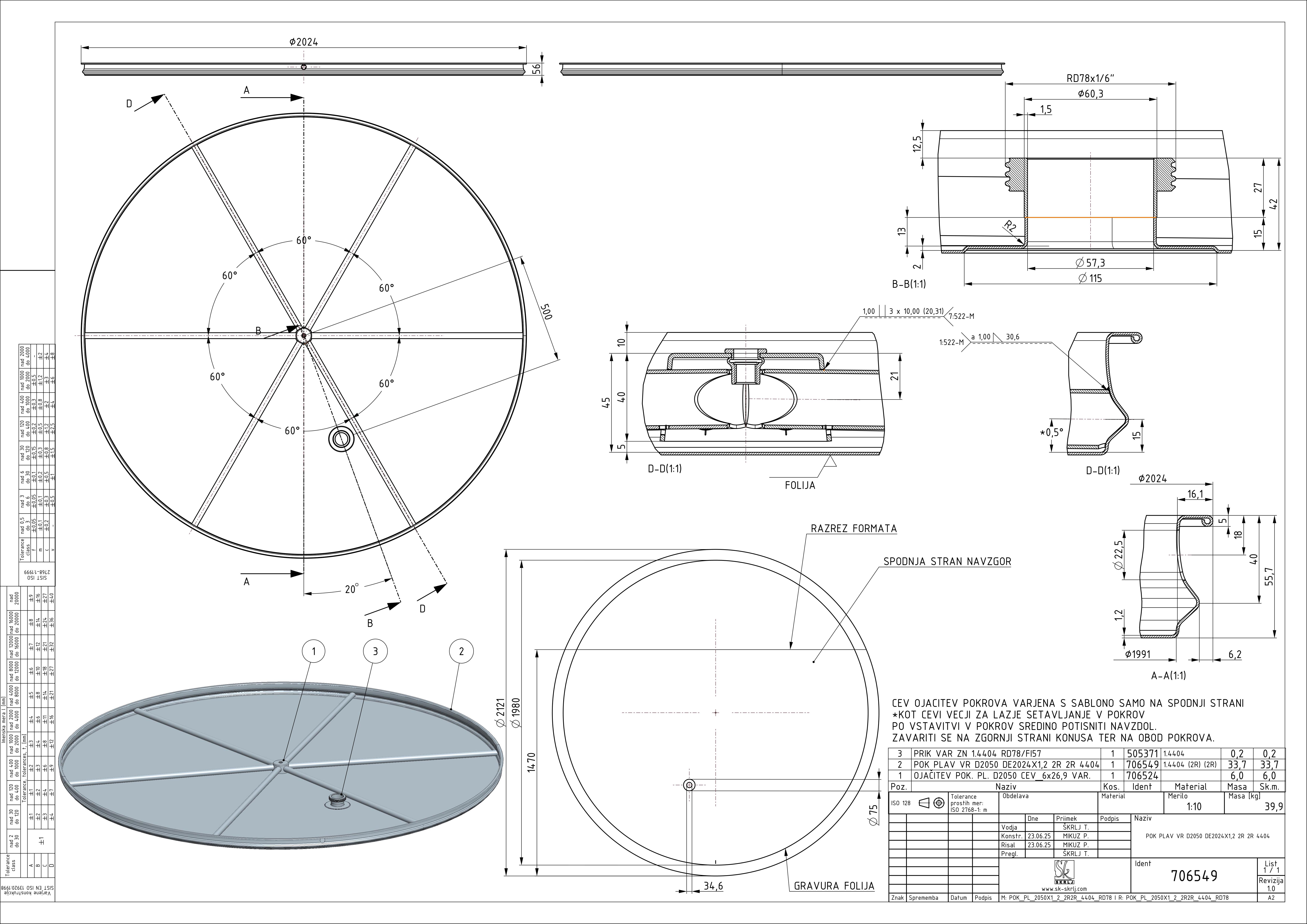 Shape: Floating lid