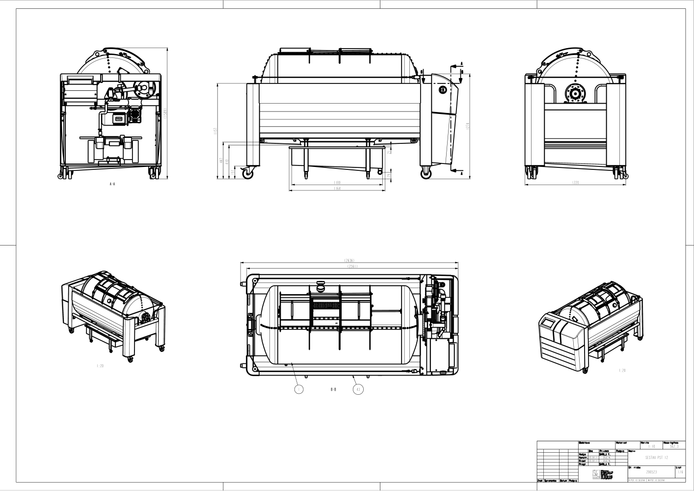 Pneumatic press type PST - closed pressing system, closed drum with internal drain channels