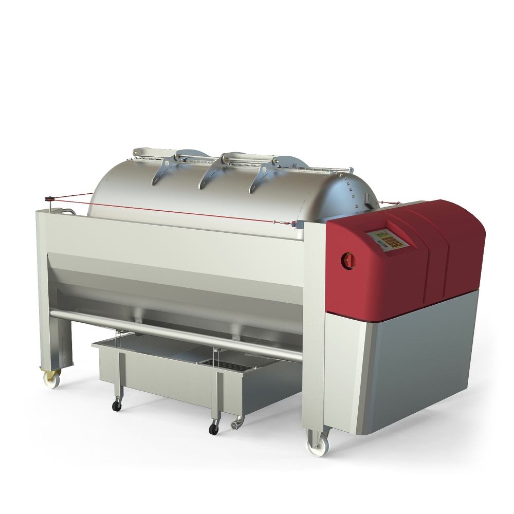 Pneumatic press type PST - closed pressing system, closed drum with internal drain channels