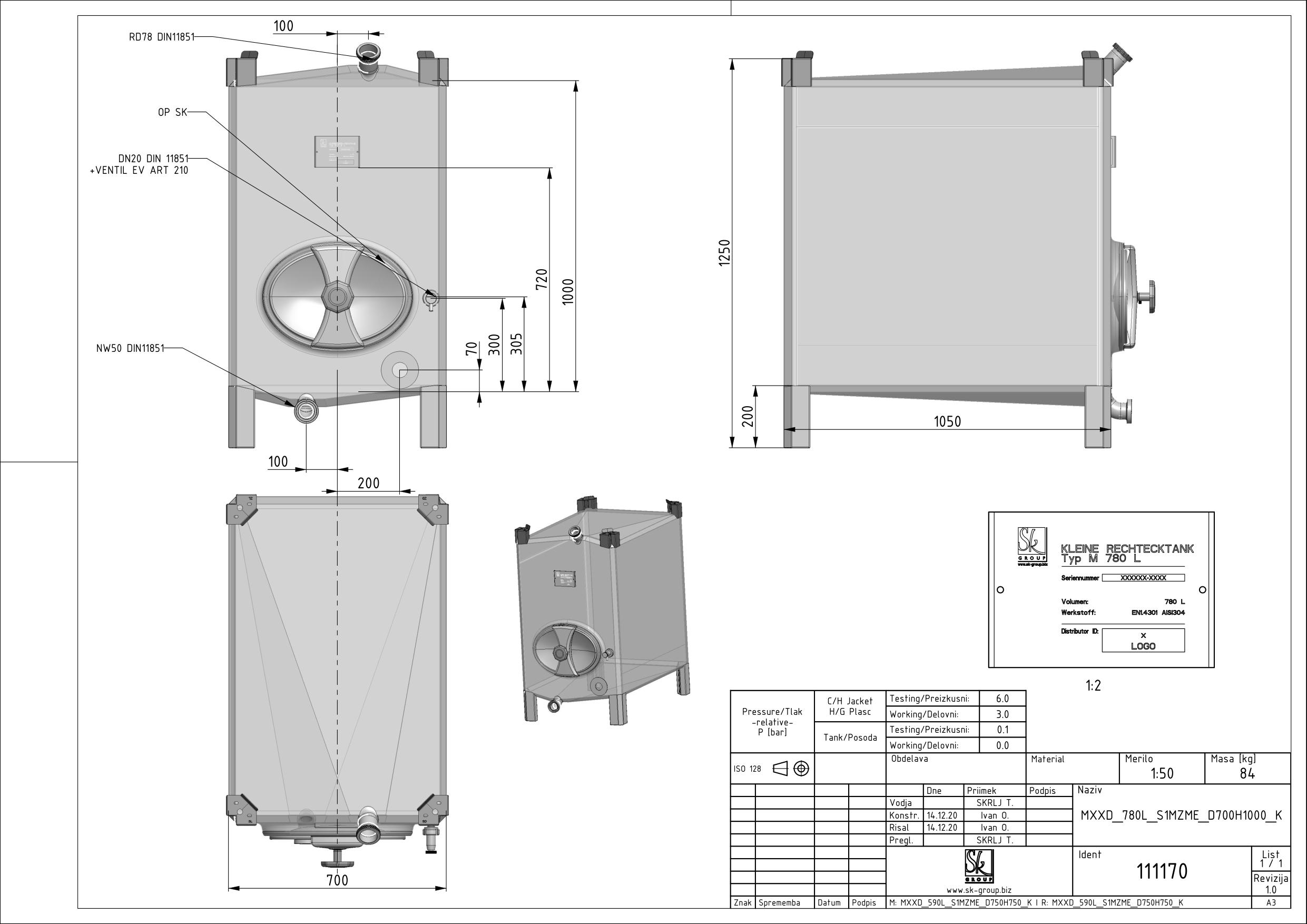 Small rectangular storage tank