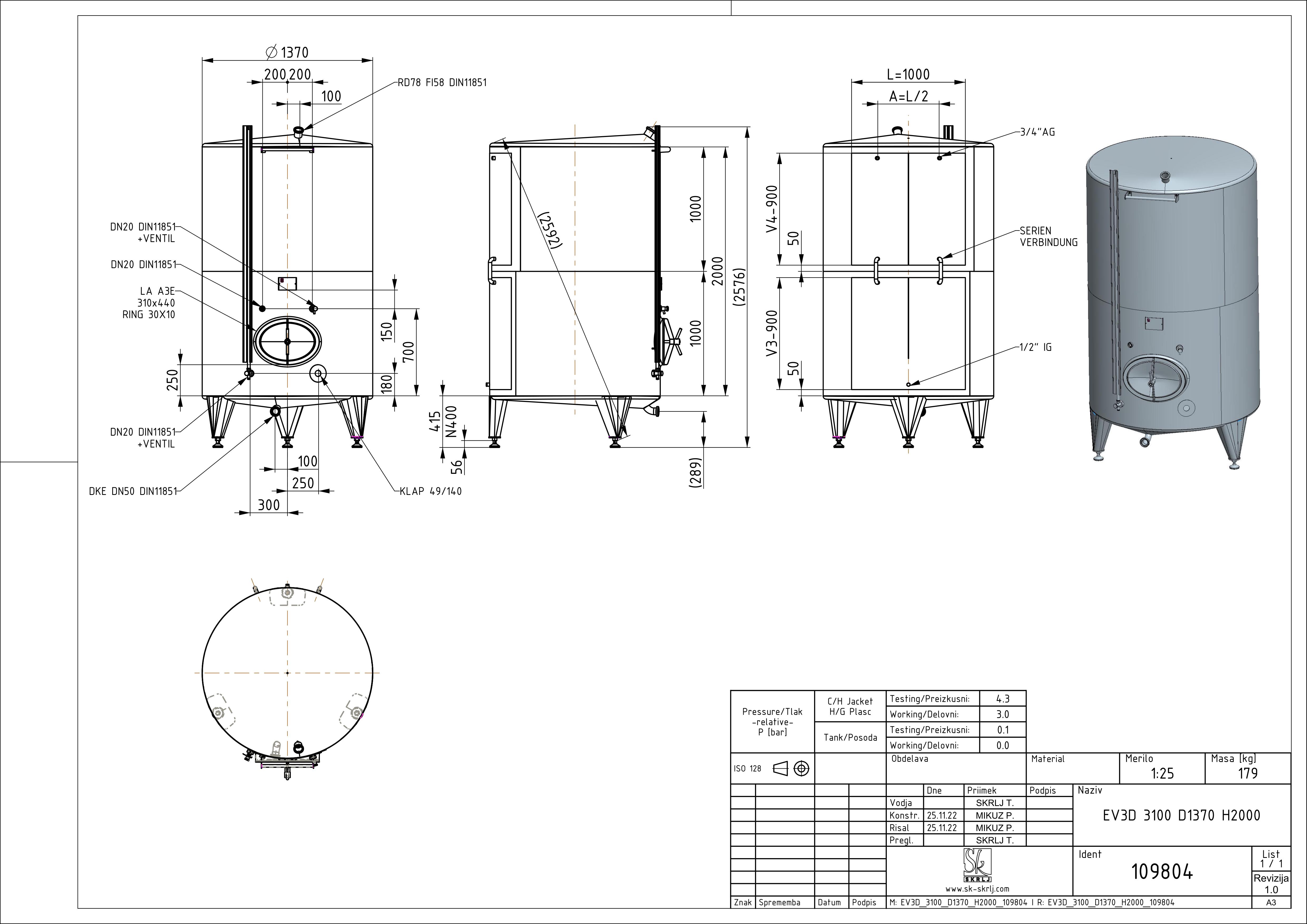 Classic storage tank with double jacket