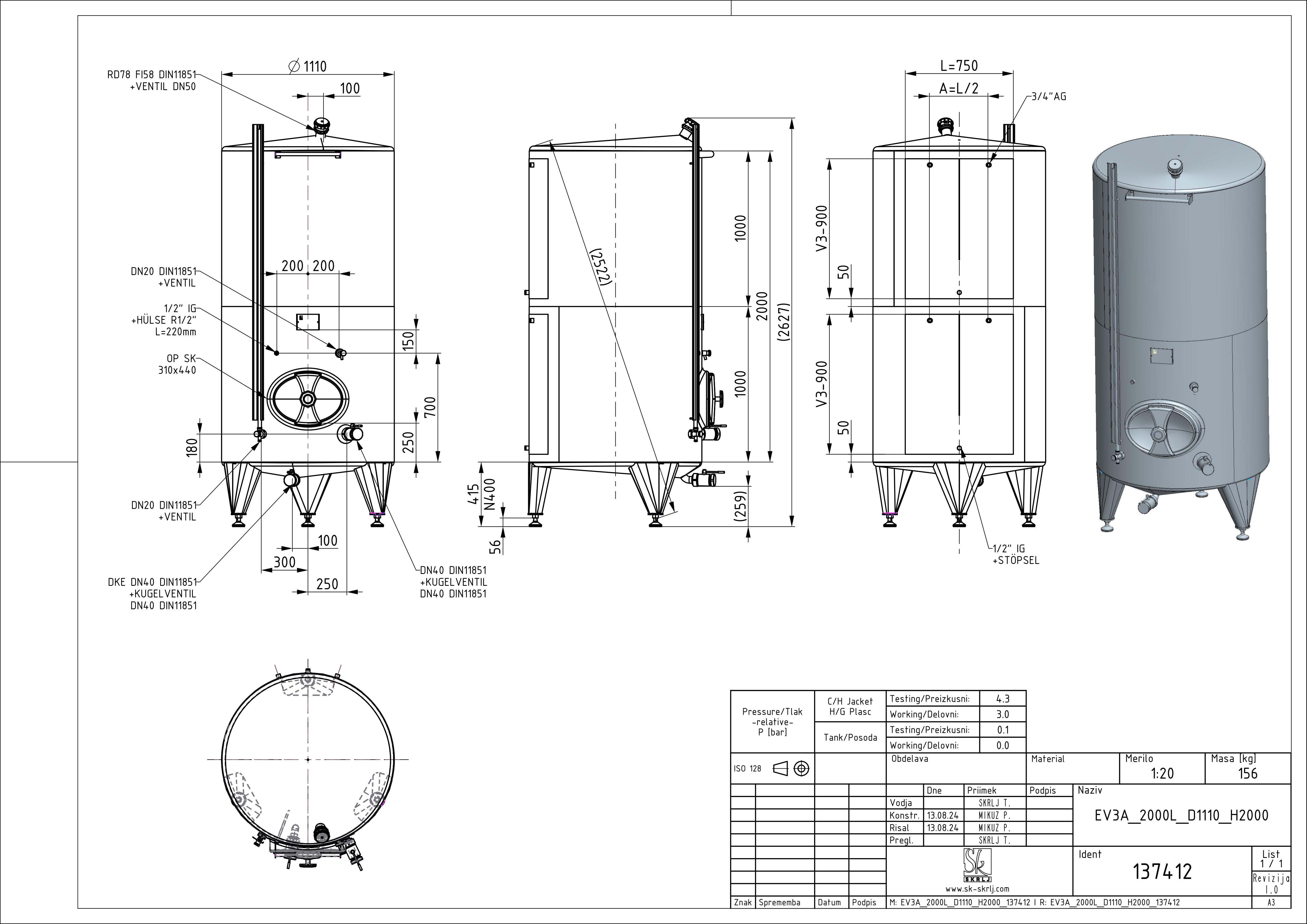Classic storage tank with double jacket