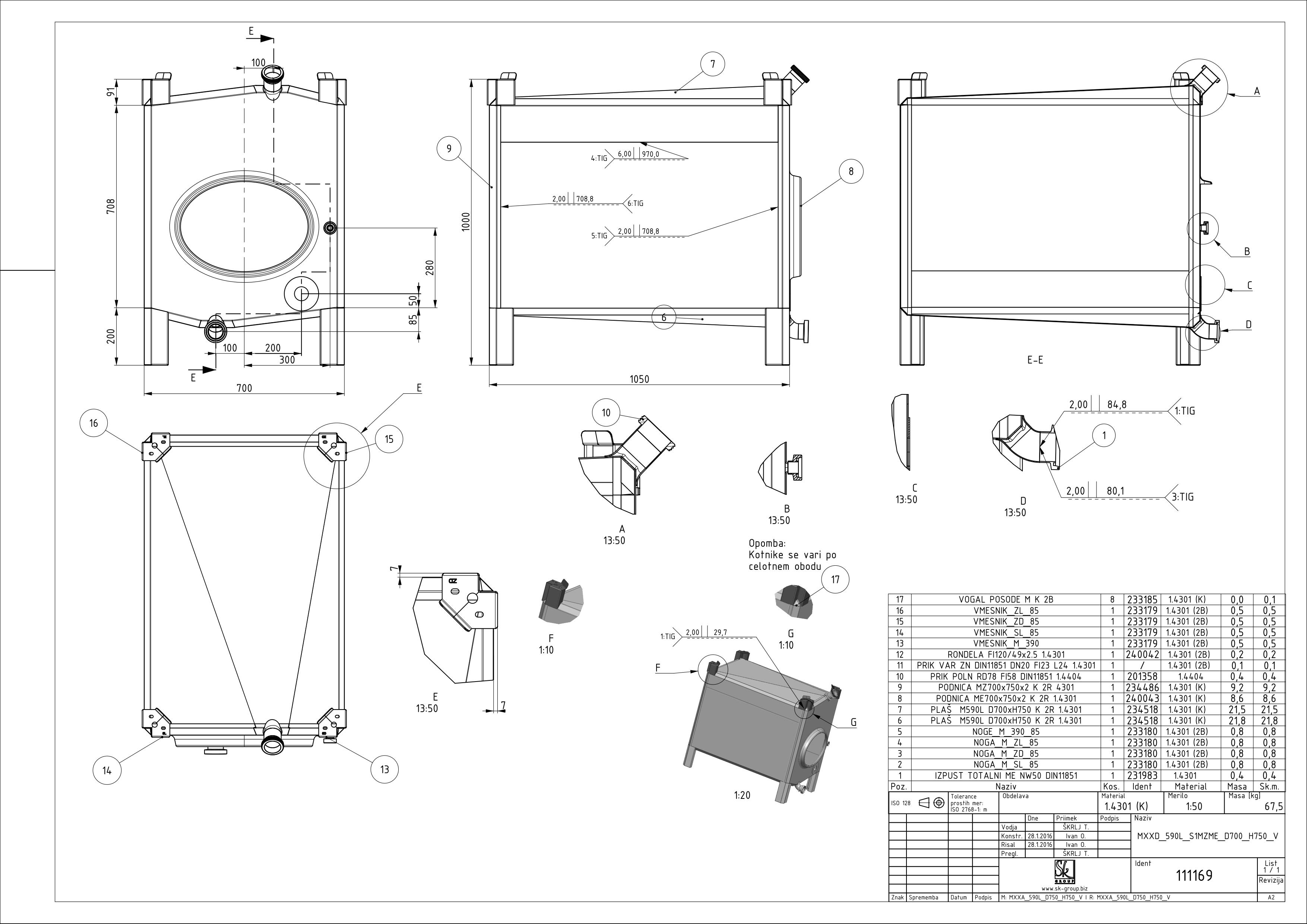 Small rectangular storage tank