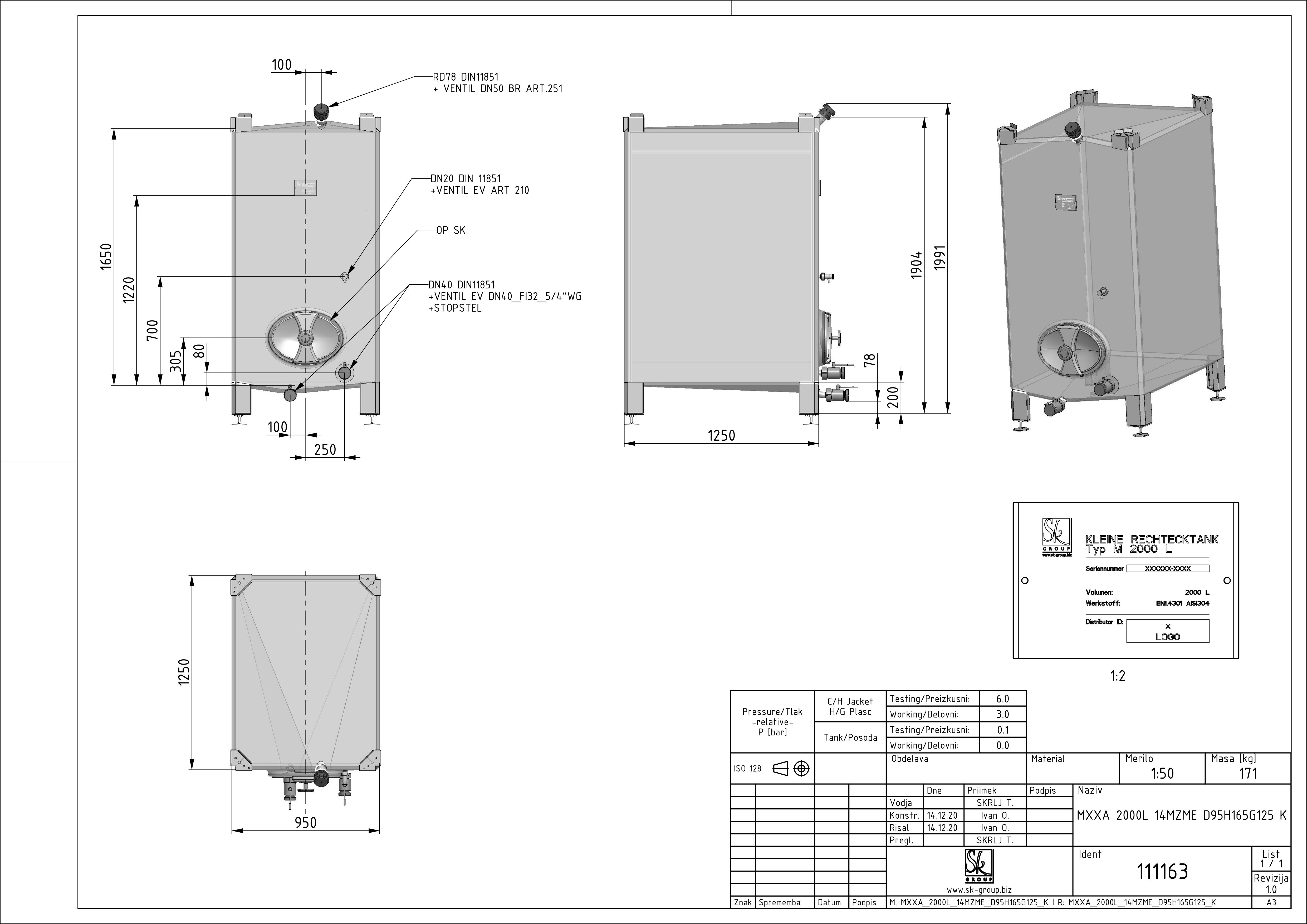 Small rectangular storage tank