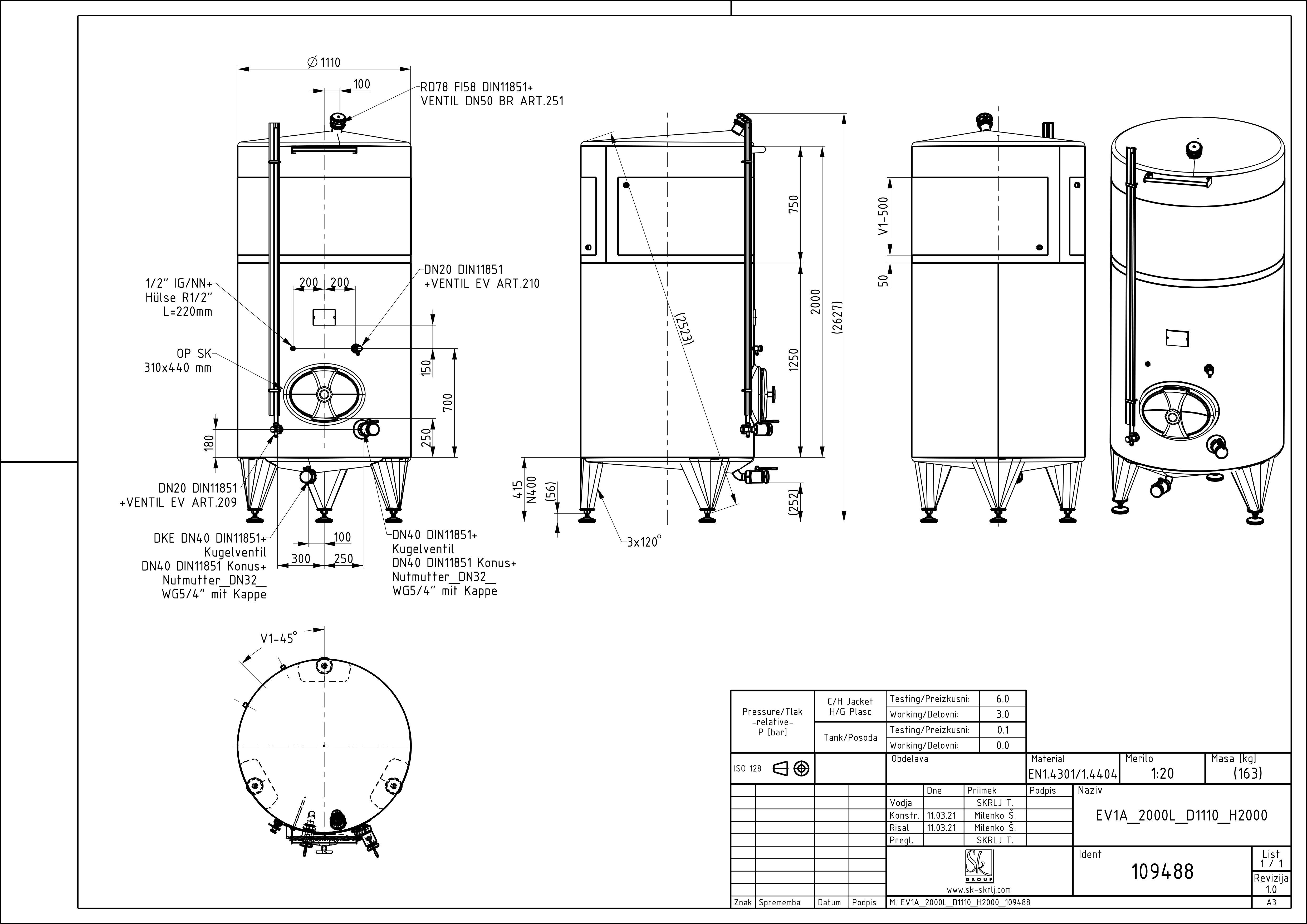 Classic storage tank with double jacket