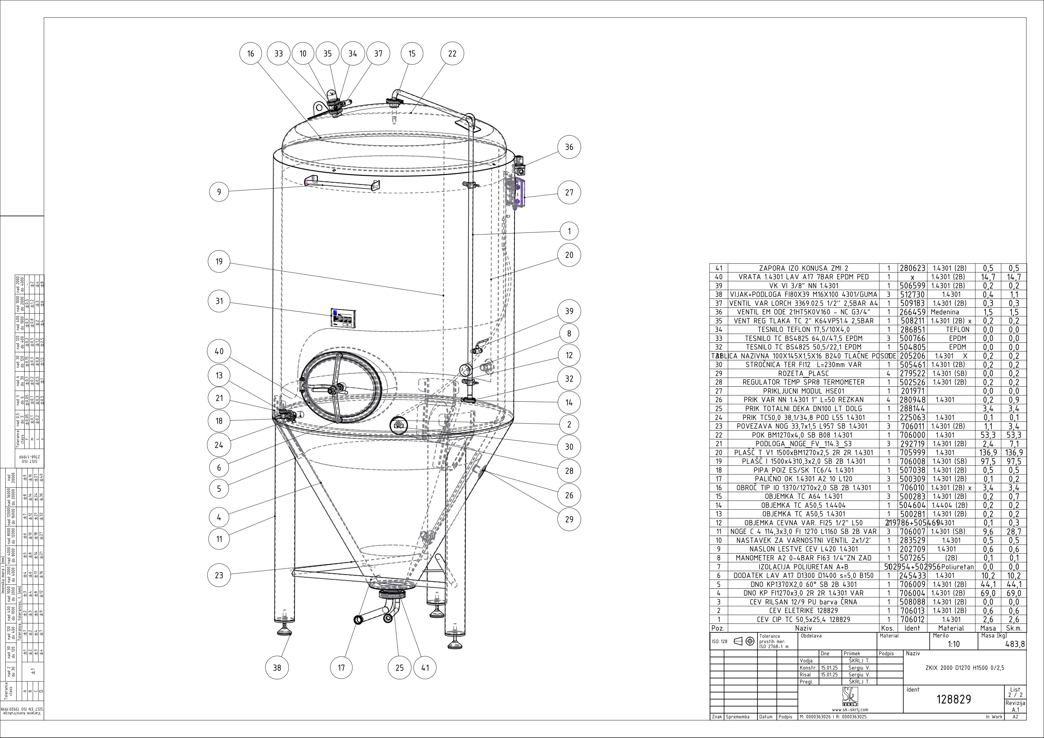 Cylindroconical fermentation and storage tank, insulated