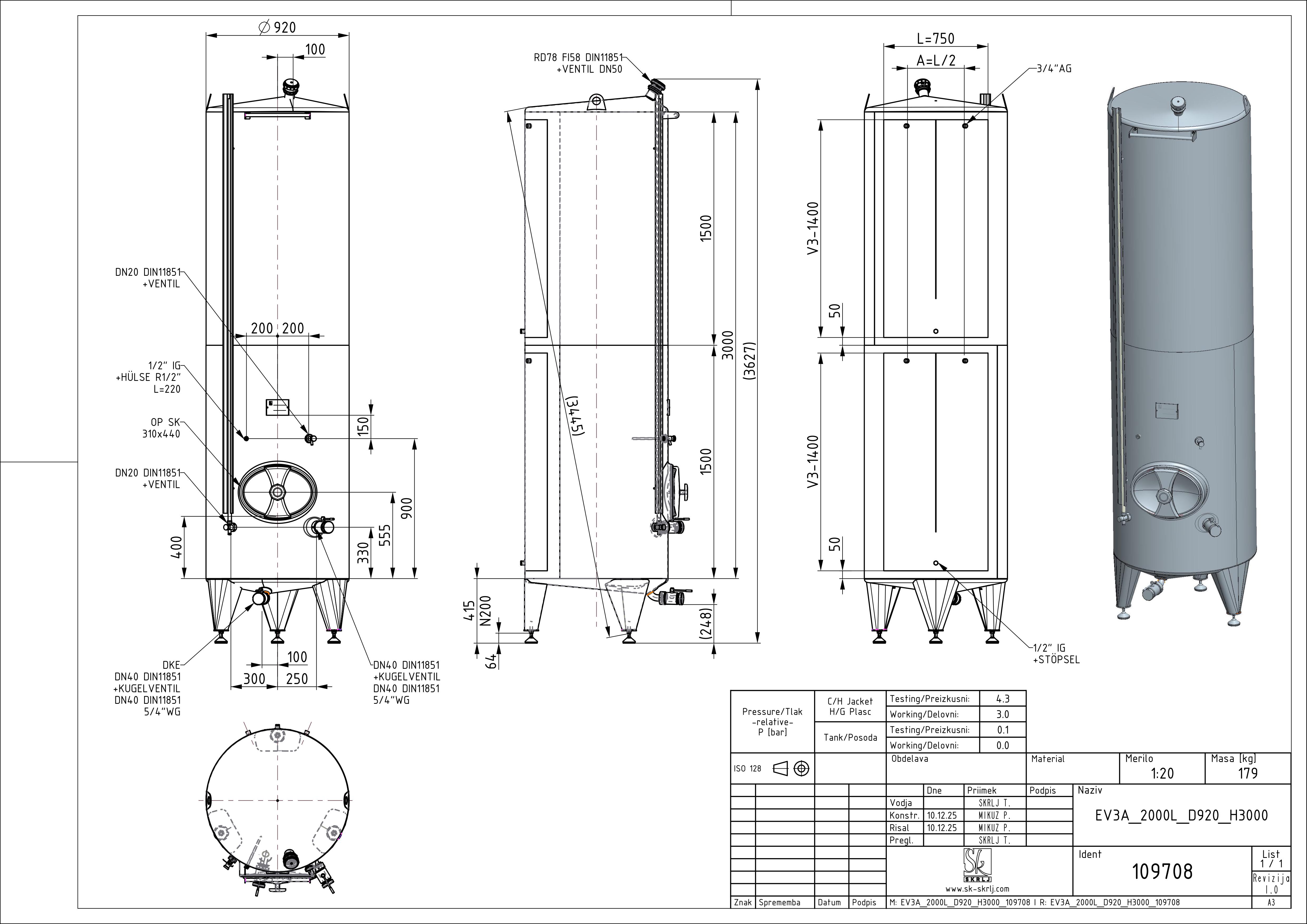Classic storage tank with double jacket