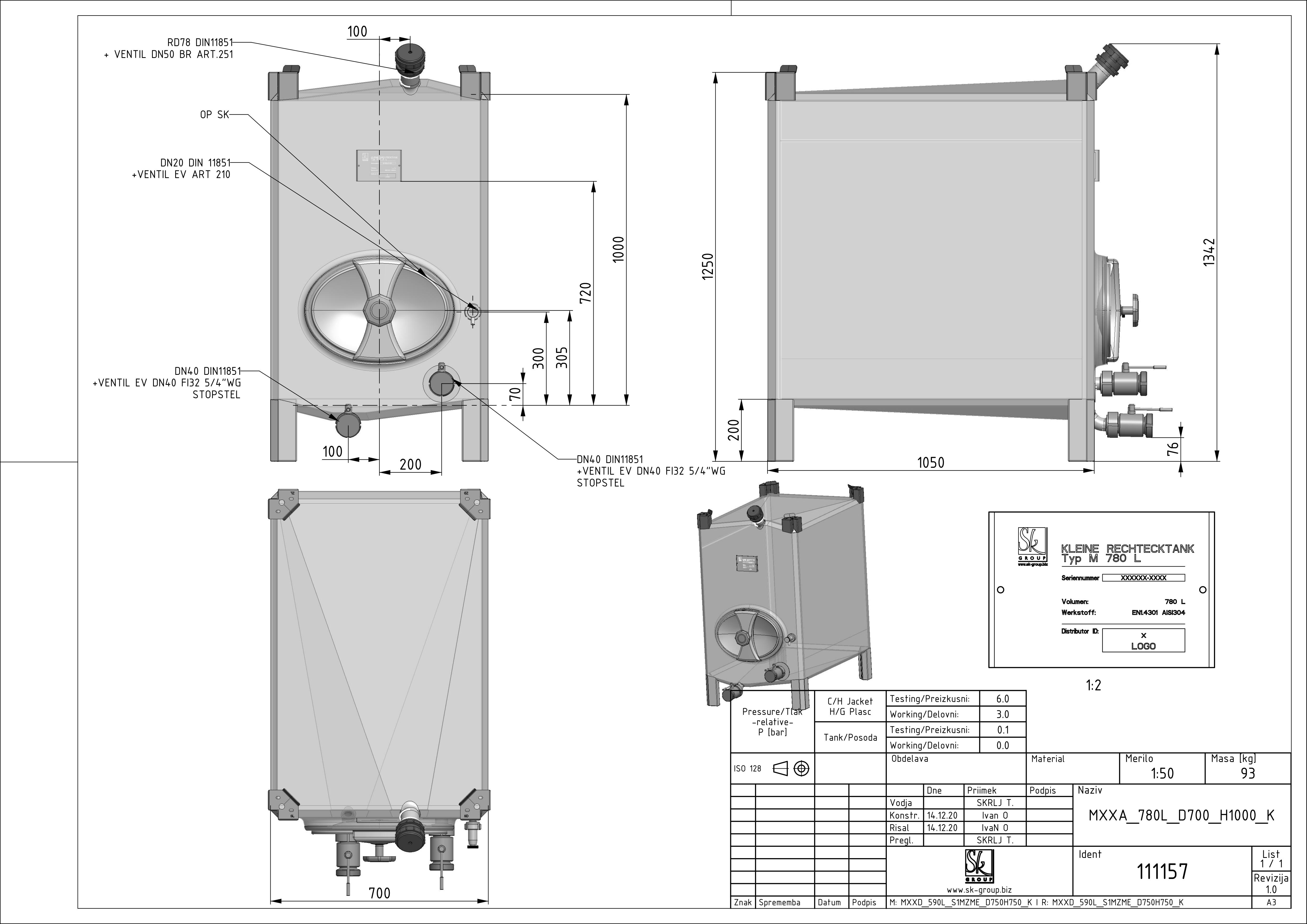 Small rectangular storage tank