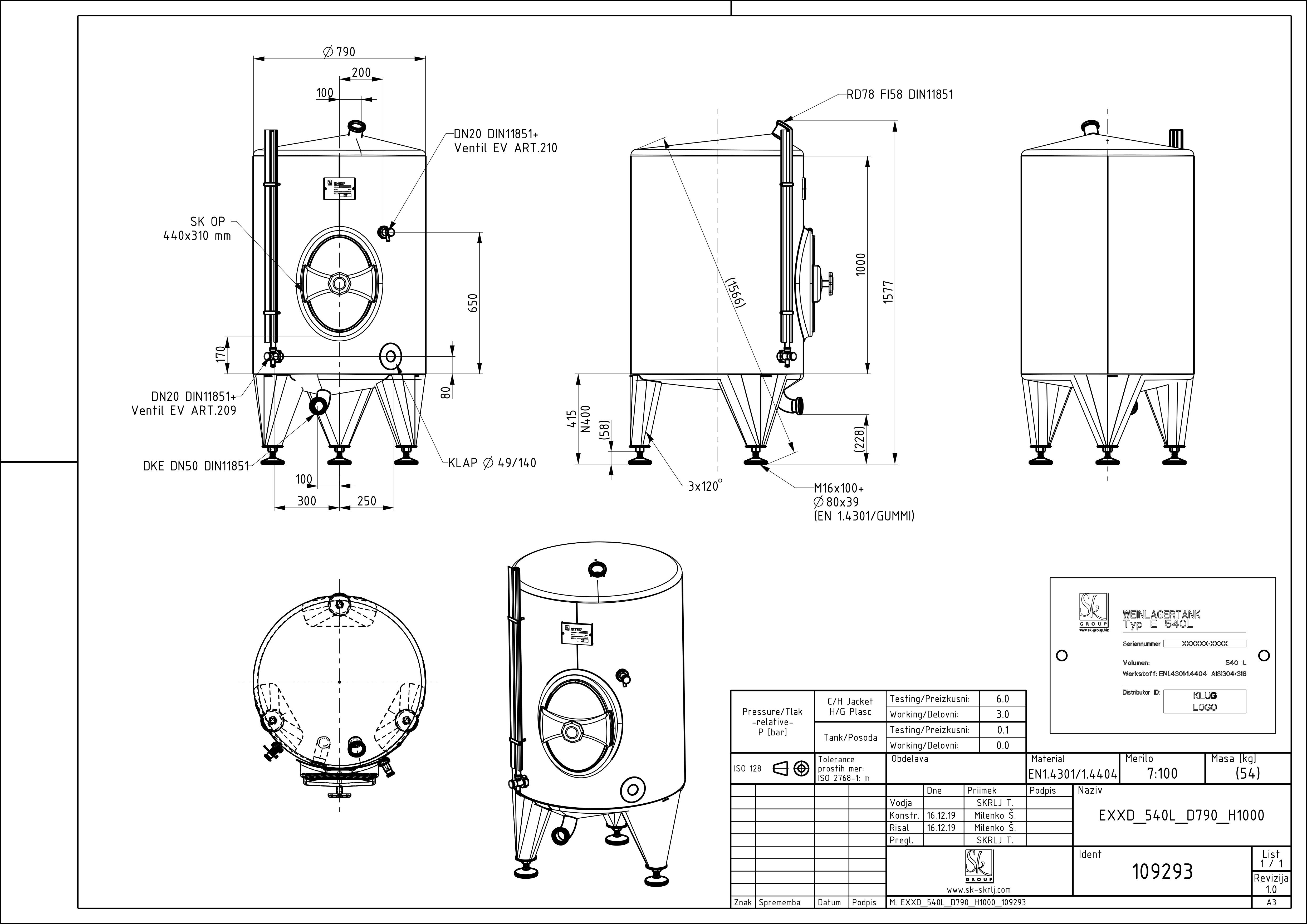 Classic storage tank