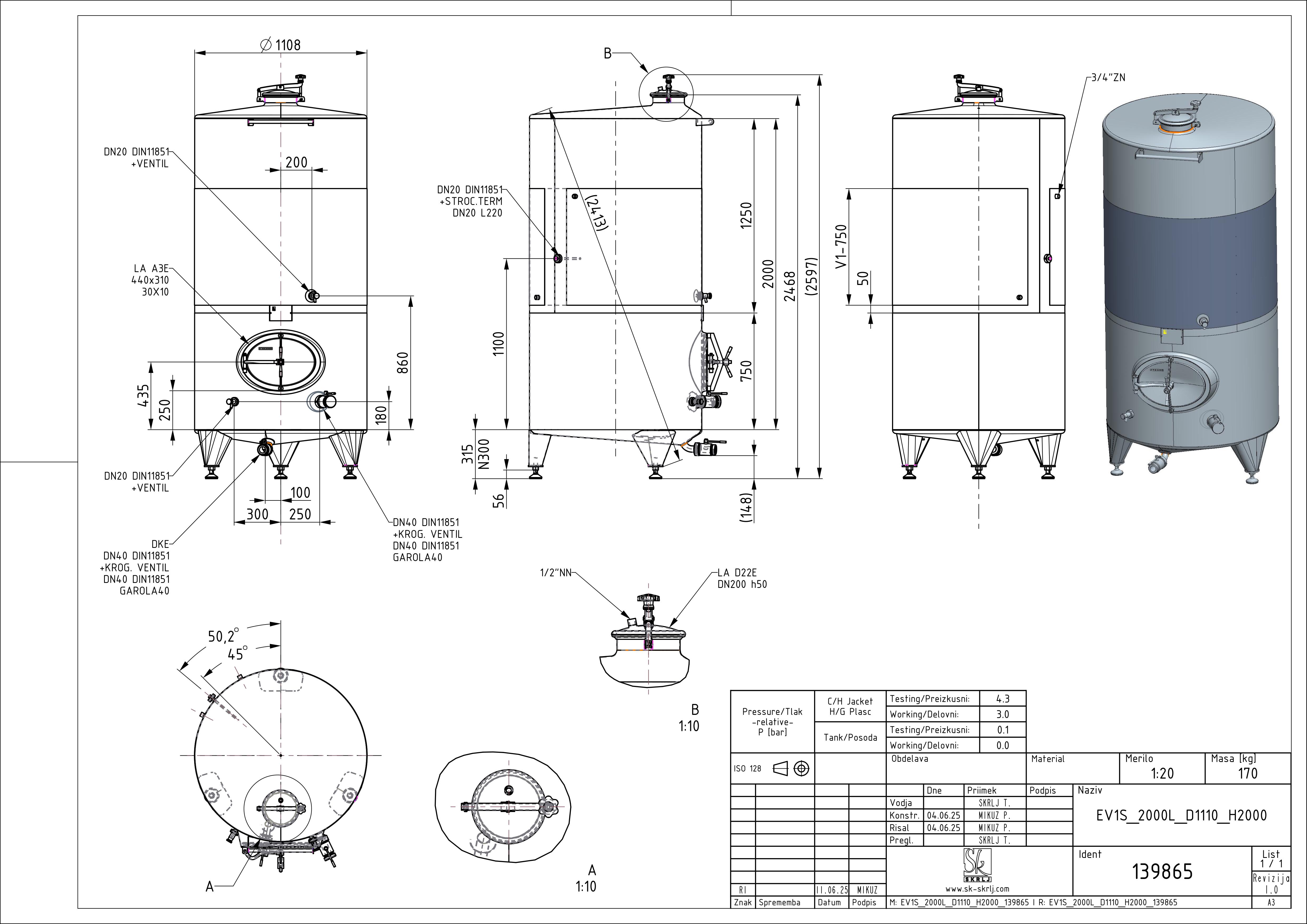 Classic storage tank with double jacket