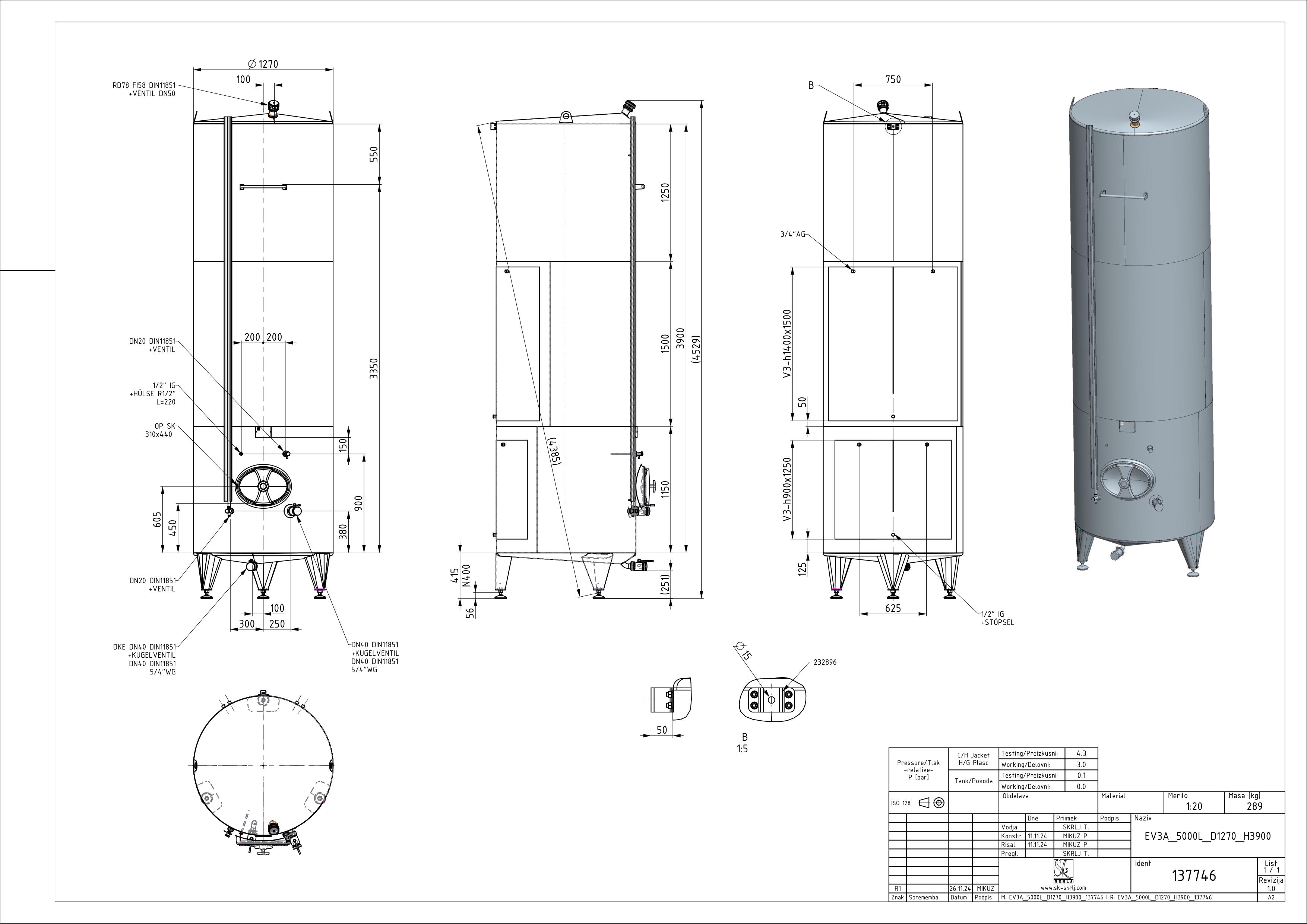 Classic storage tank with double jacket
