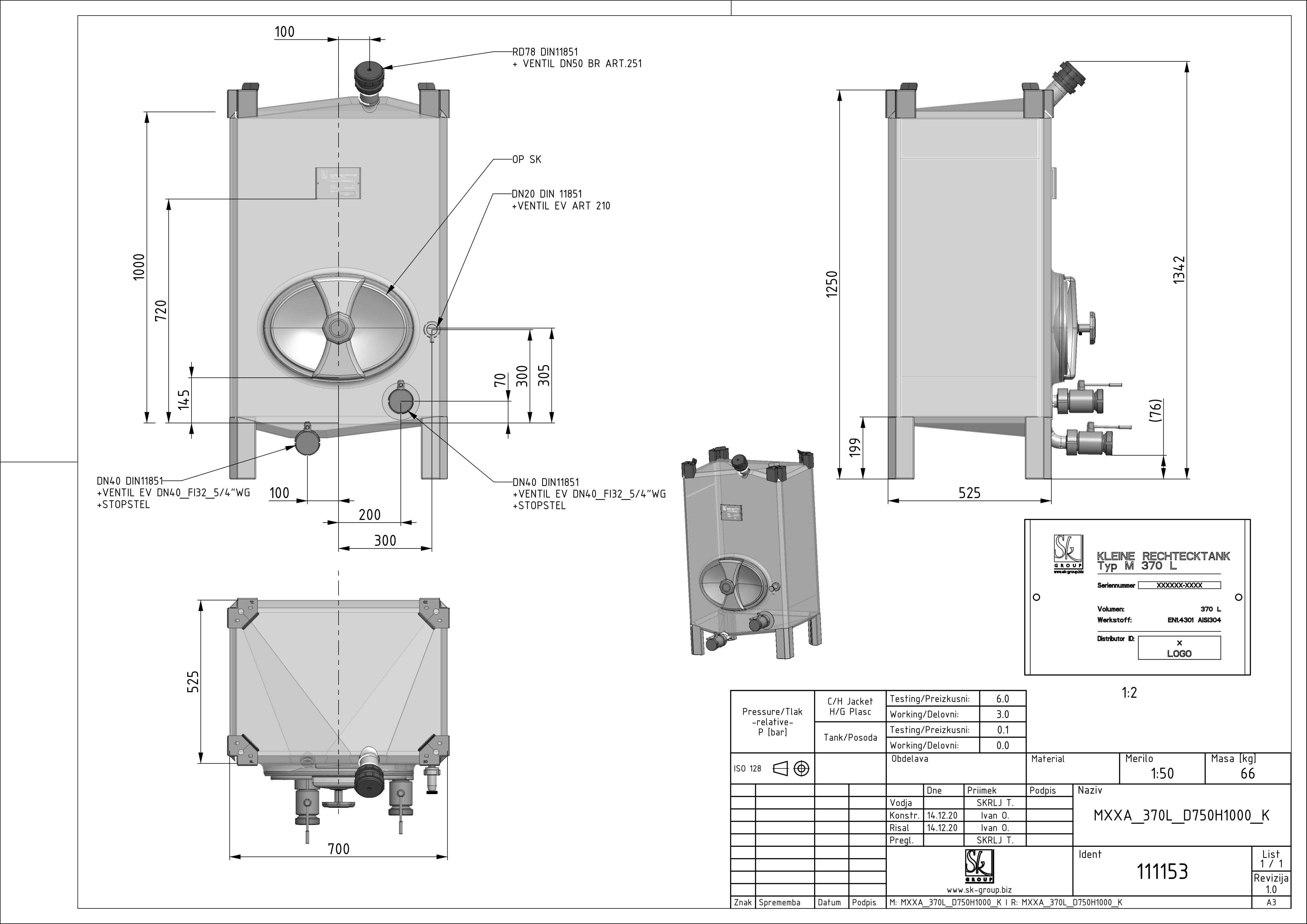 Small rectangular storage tank