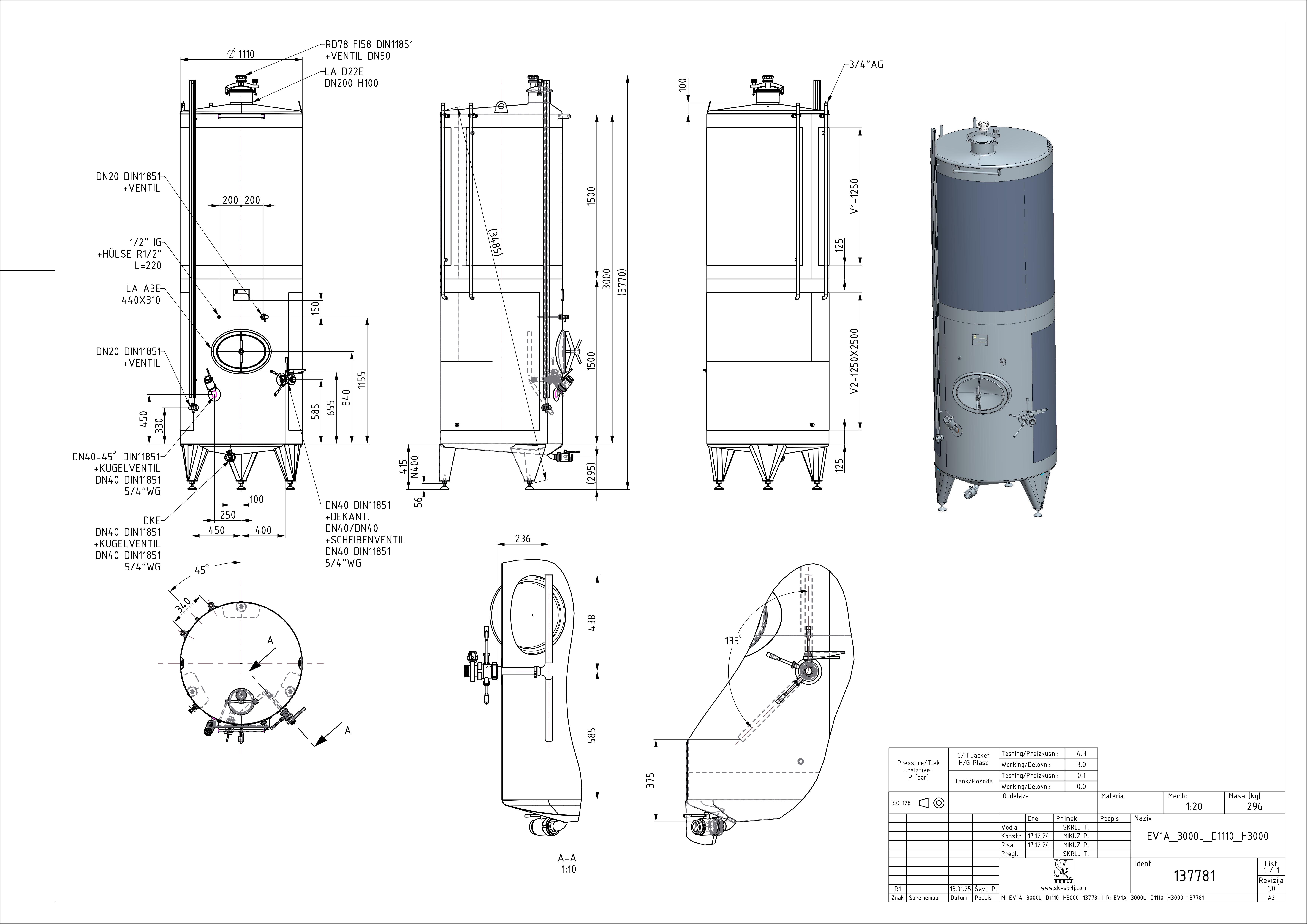 Classic storage tank with double jacket