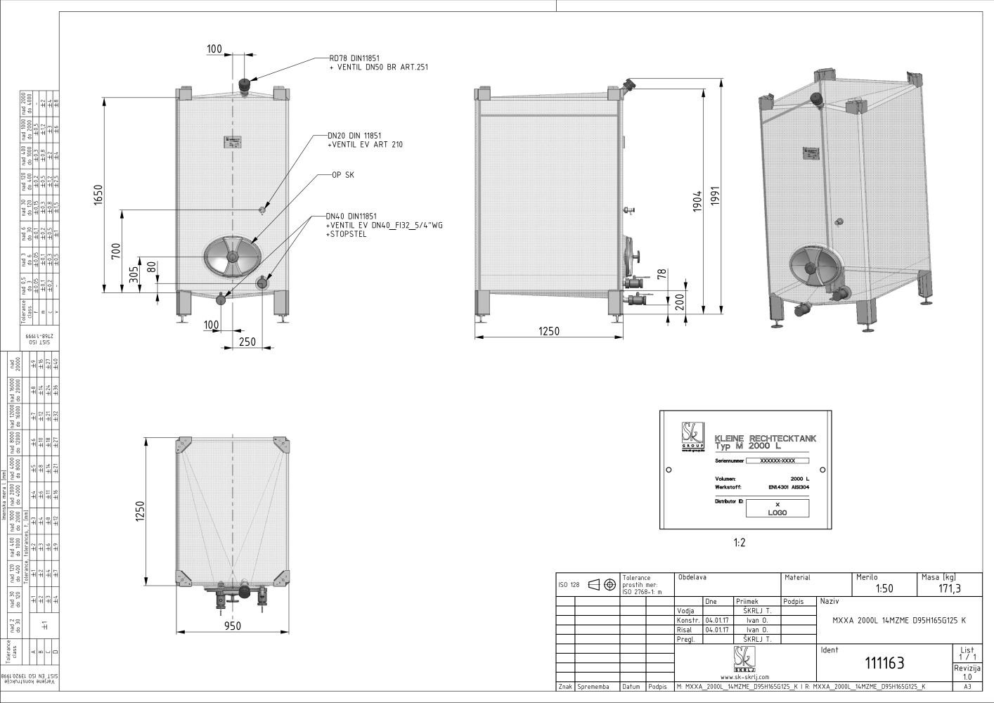 Small rectangular storage tank
