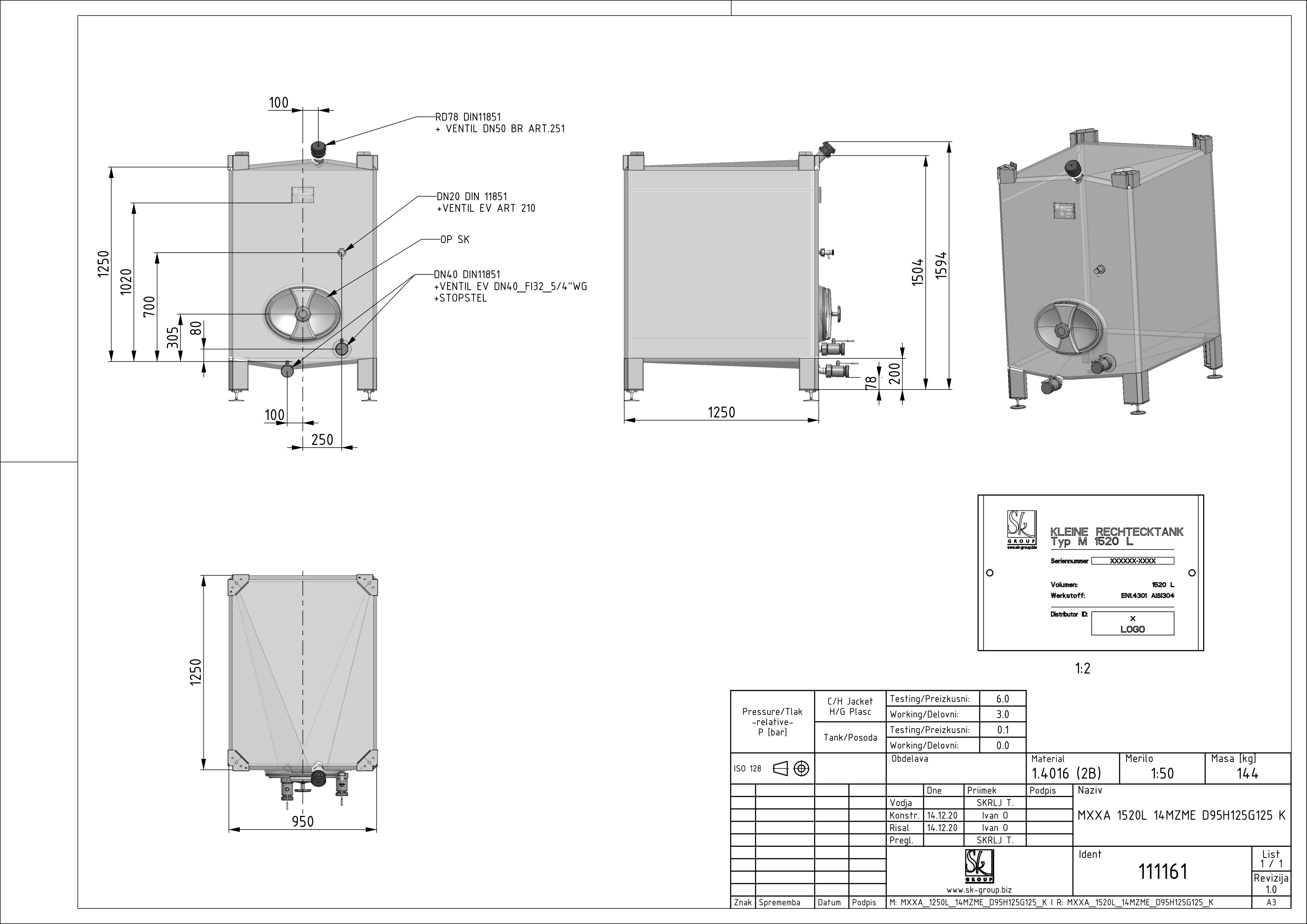 Small rectangular storage tank