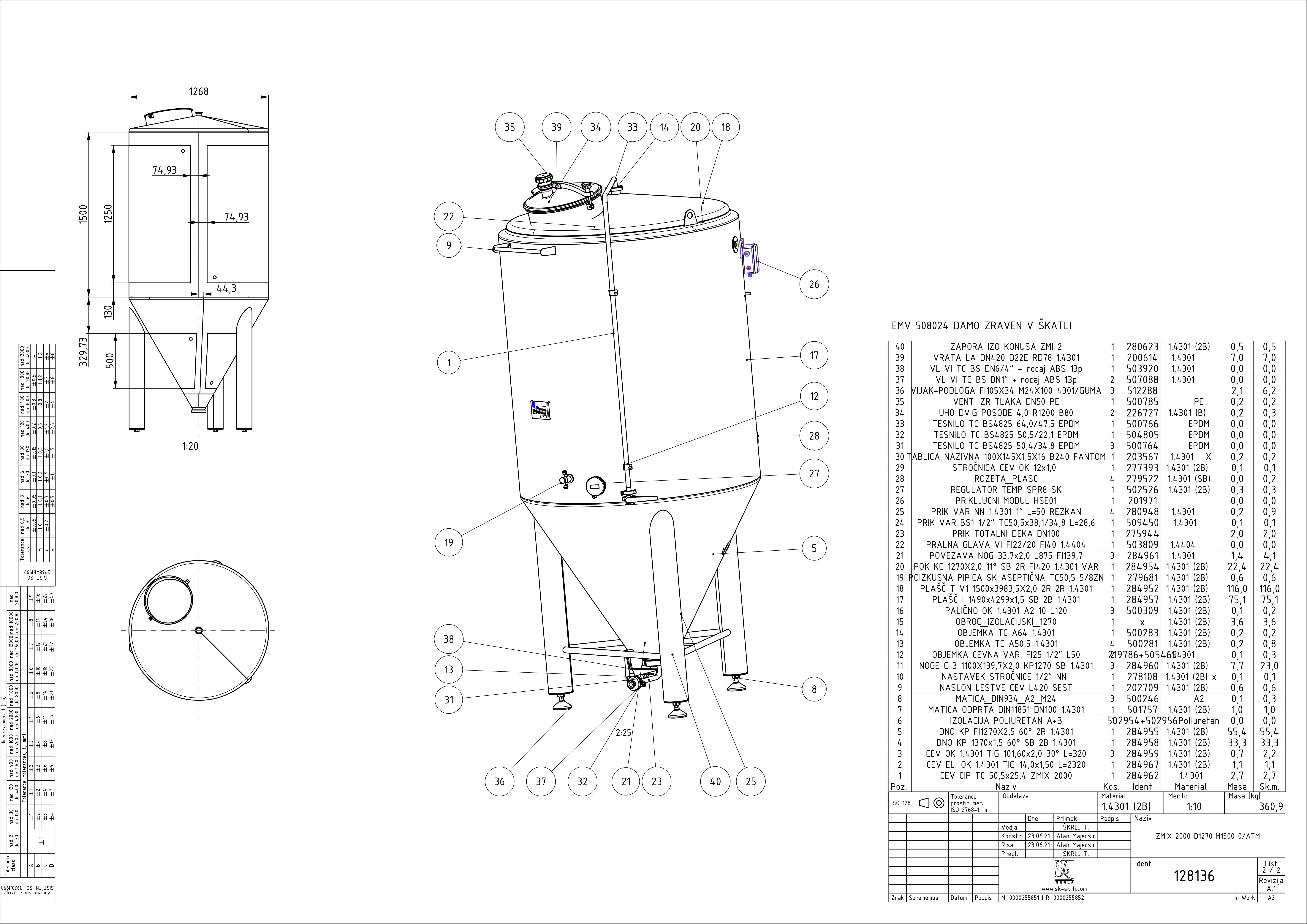 Cylindroconical fermentation and storage tank, insulated, mini