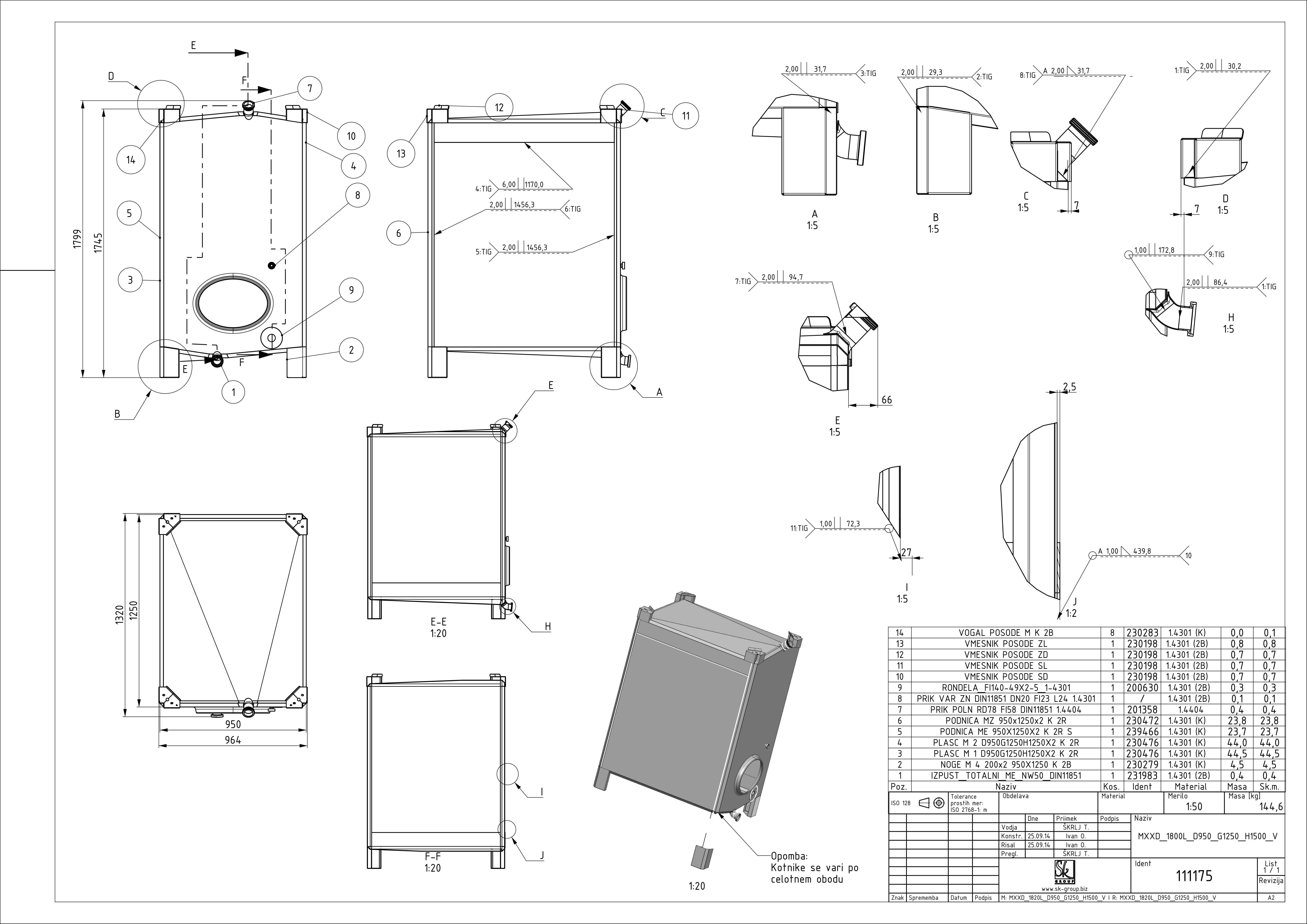 Small rectangular storage tank