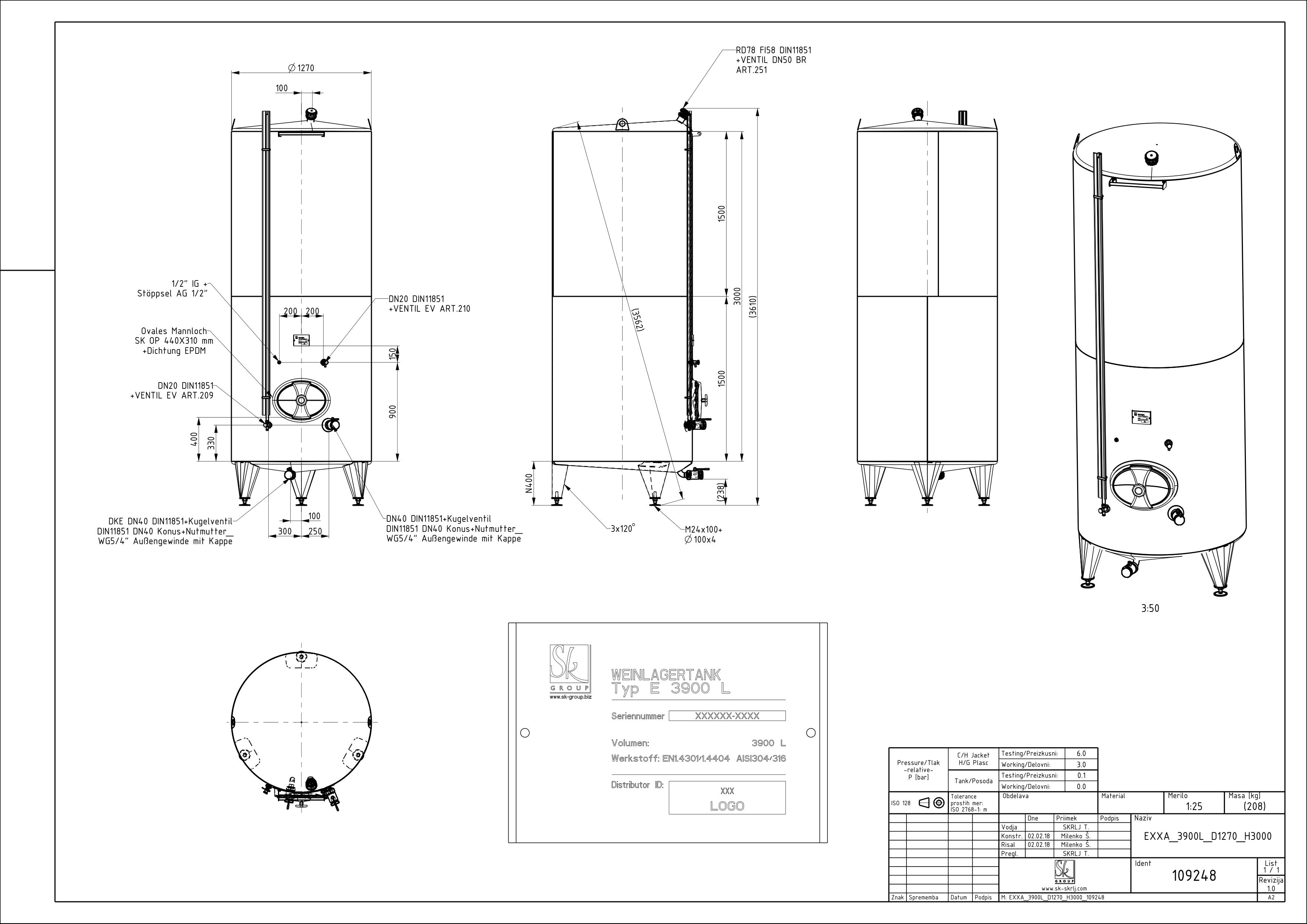Classic storage tank