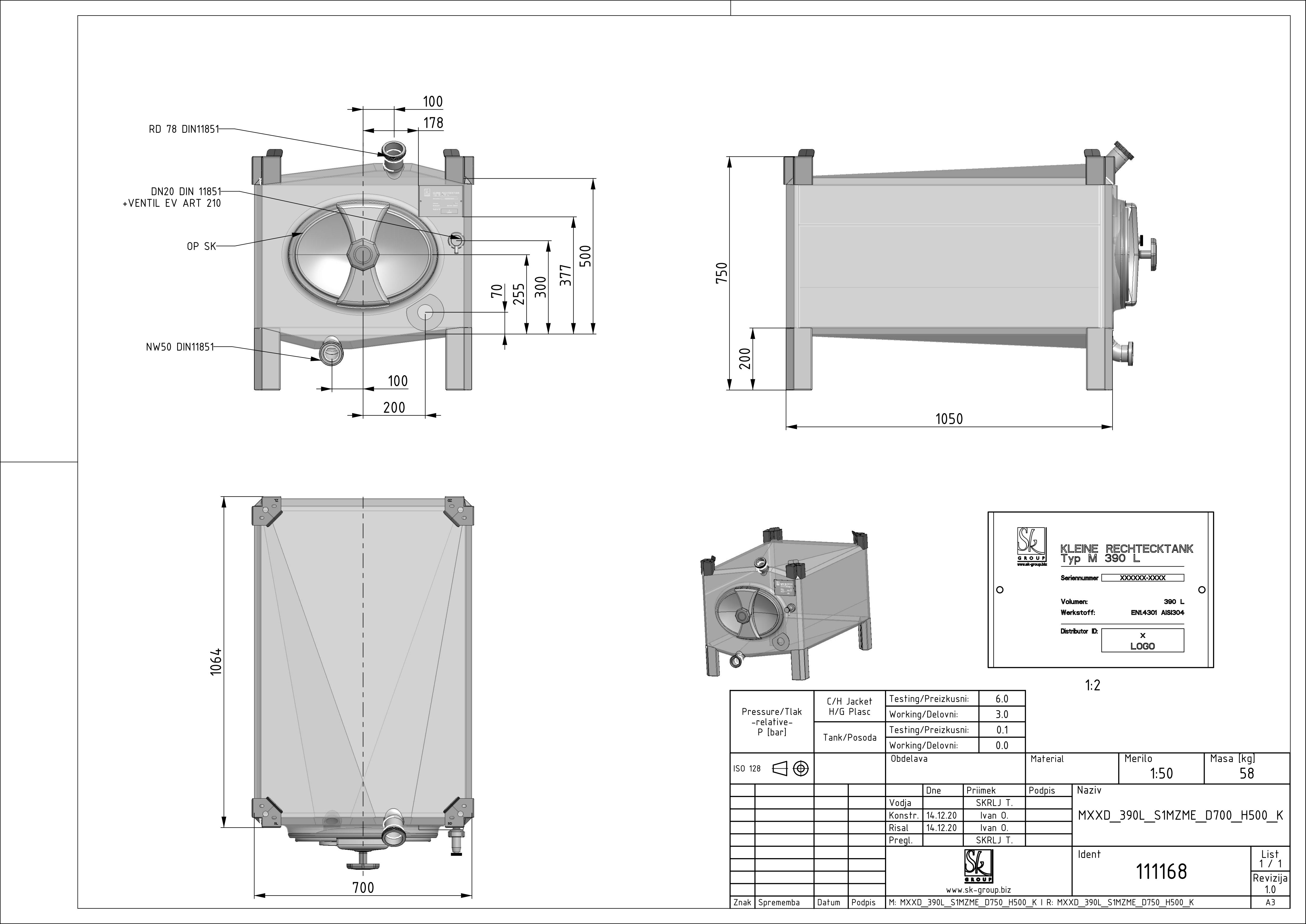 Small rectangular storage tank