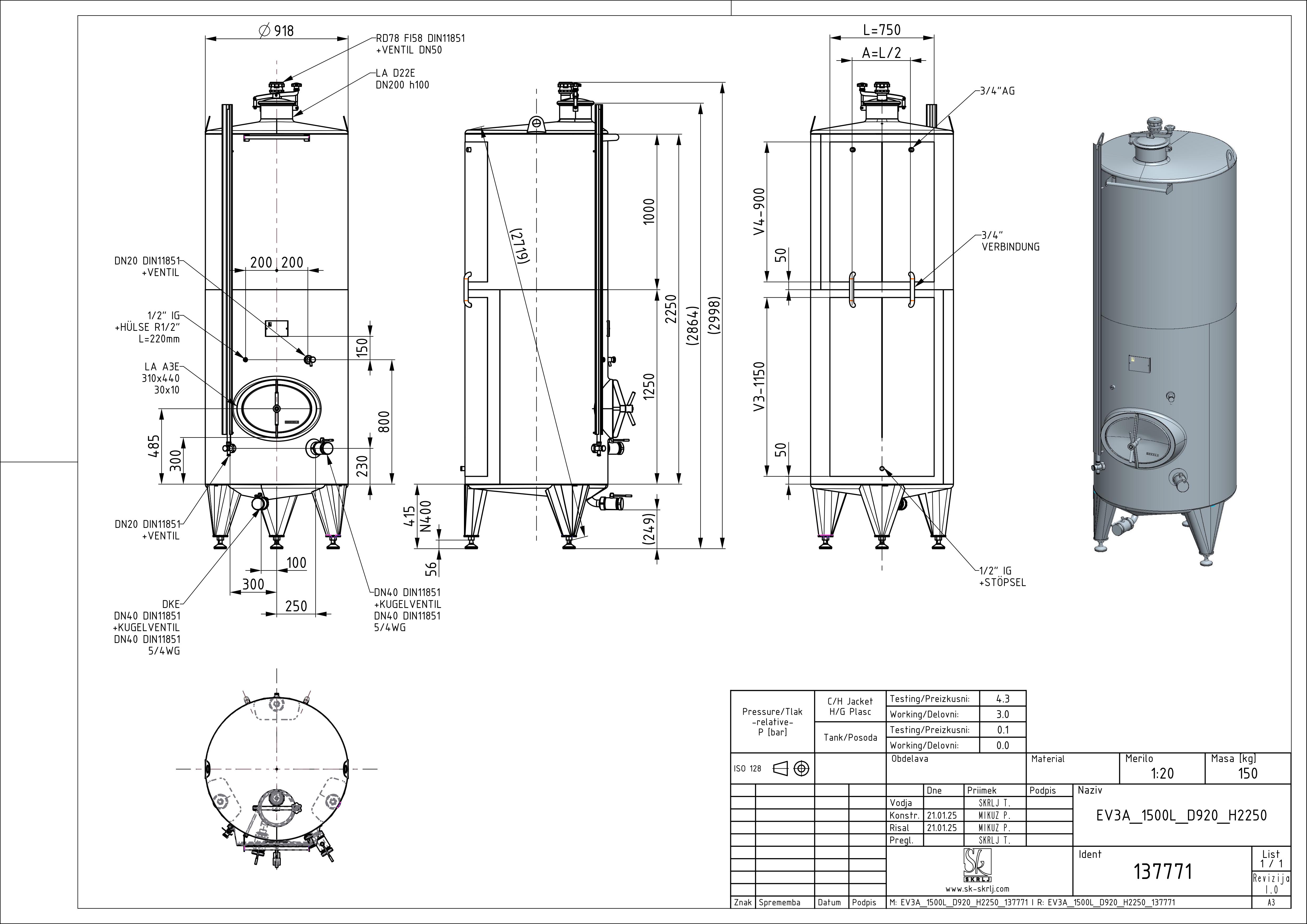 Classic storage tank with double jacket