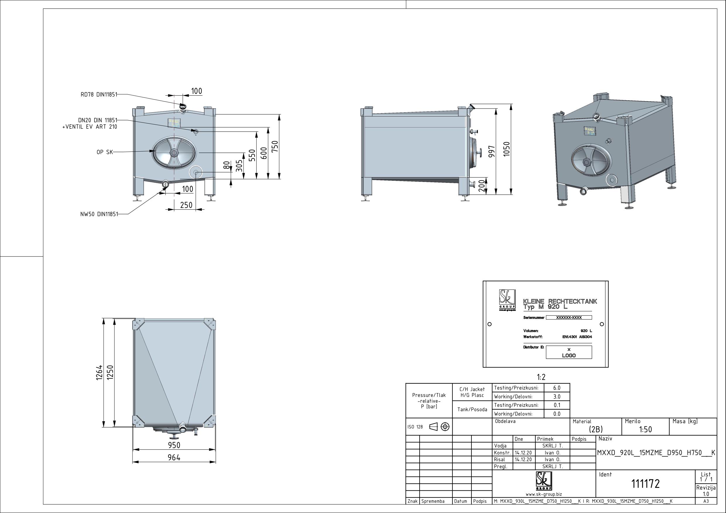 Small rectangular storage tank