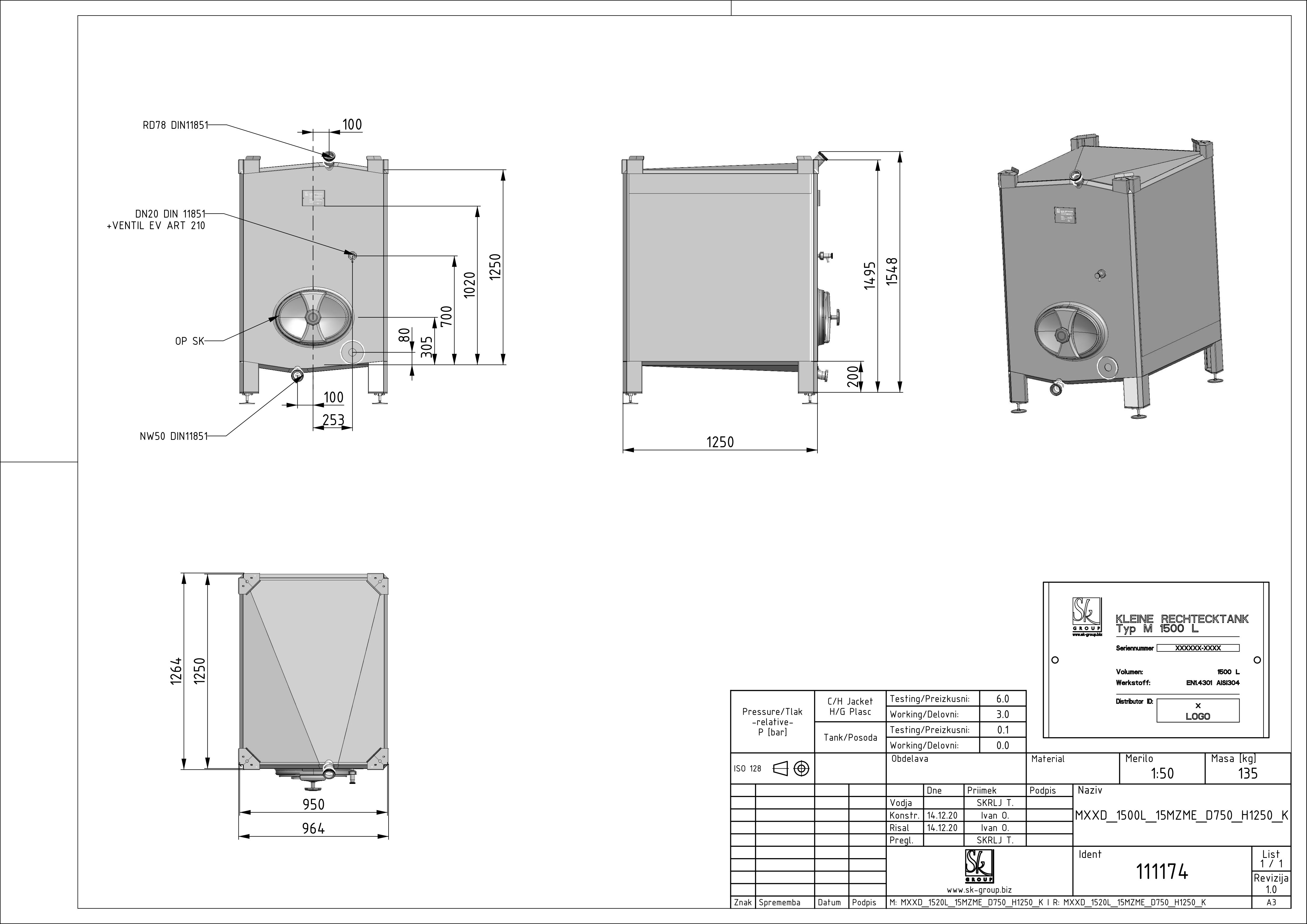 Small rectangular storage tank