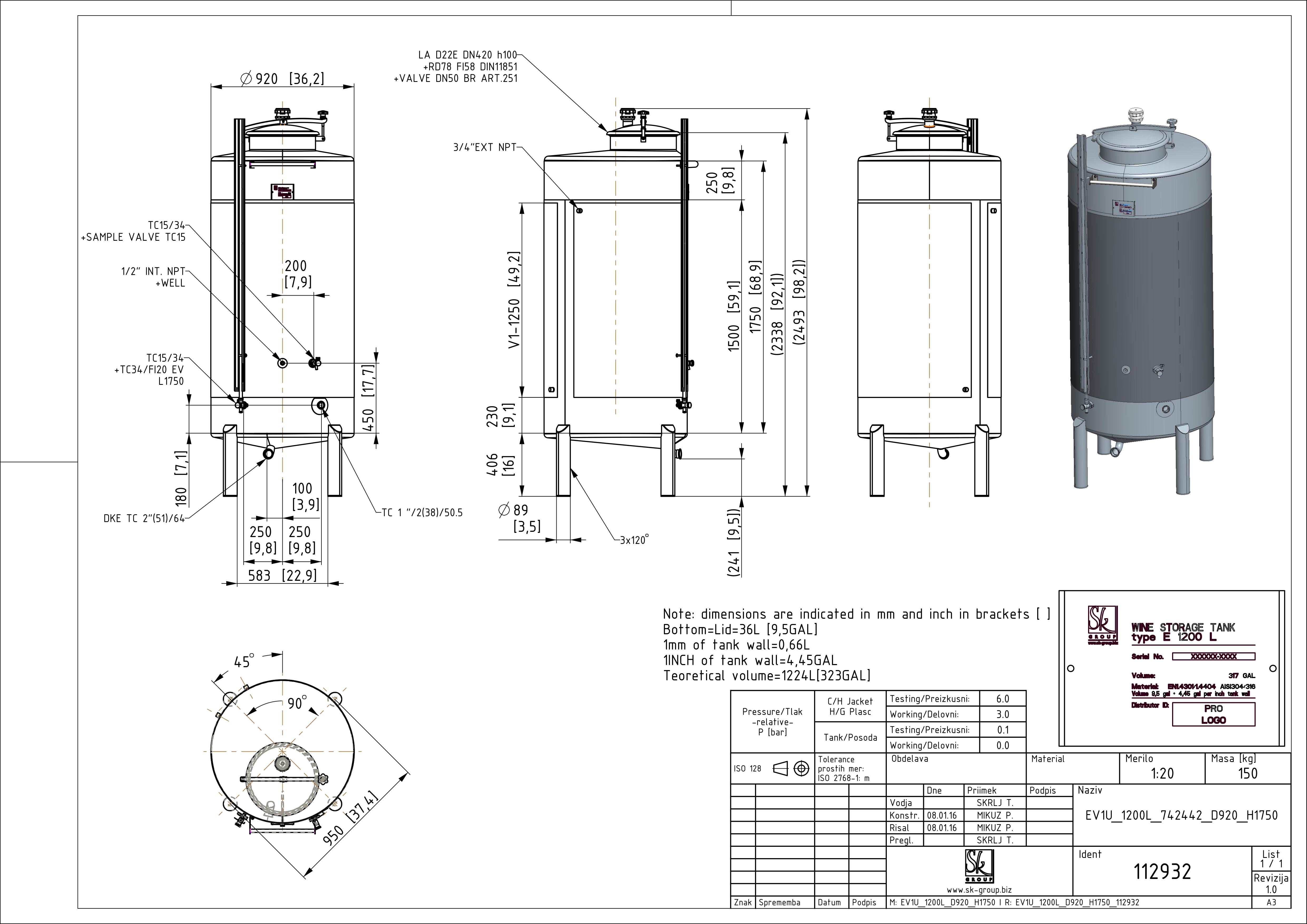 Classic storage tank with double jacket
