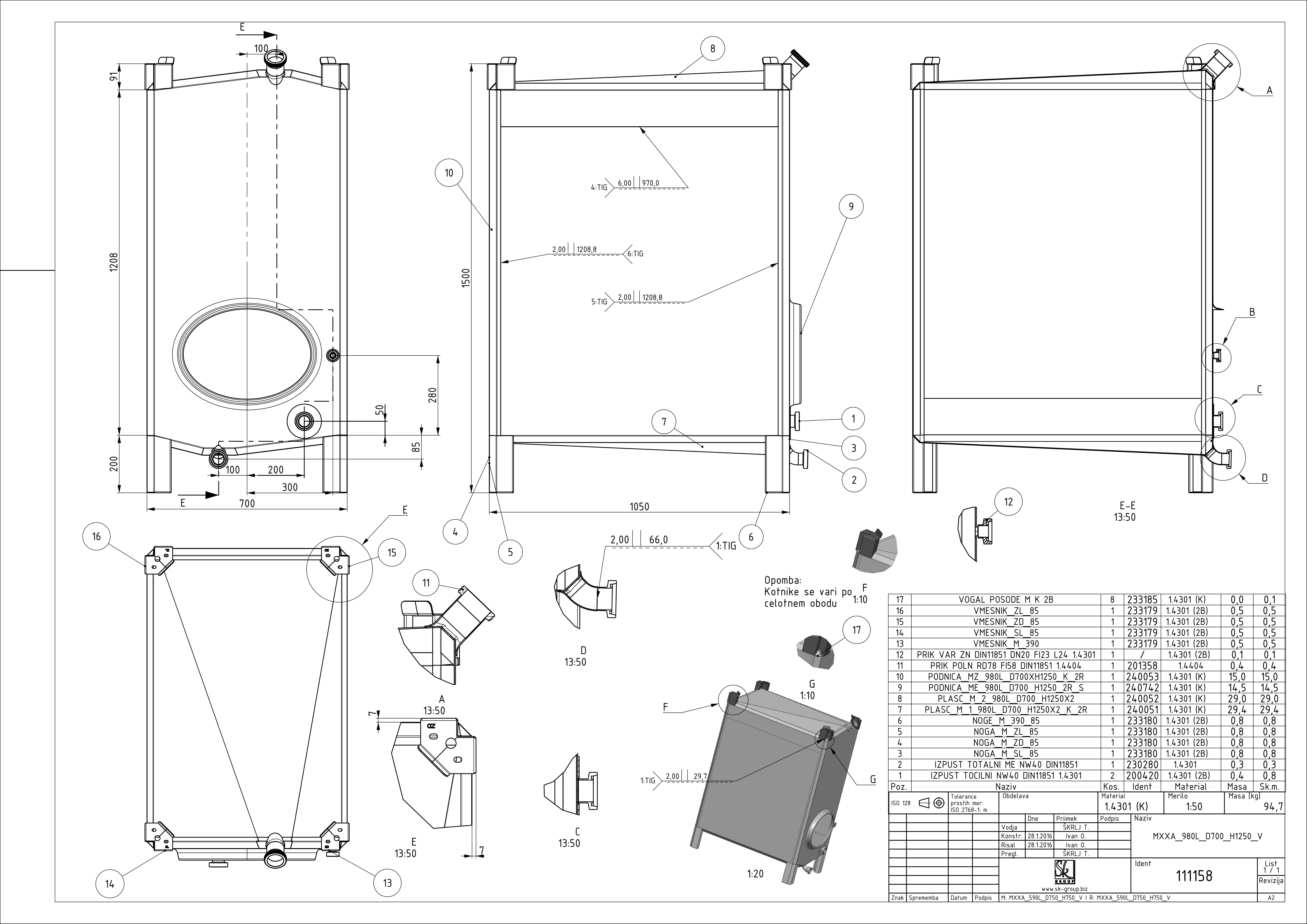 Small rectangular storage tank