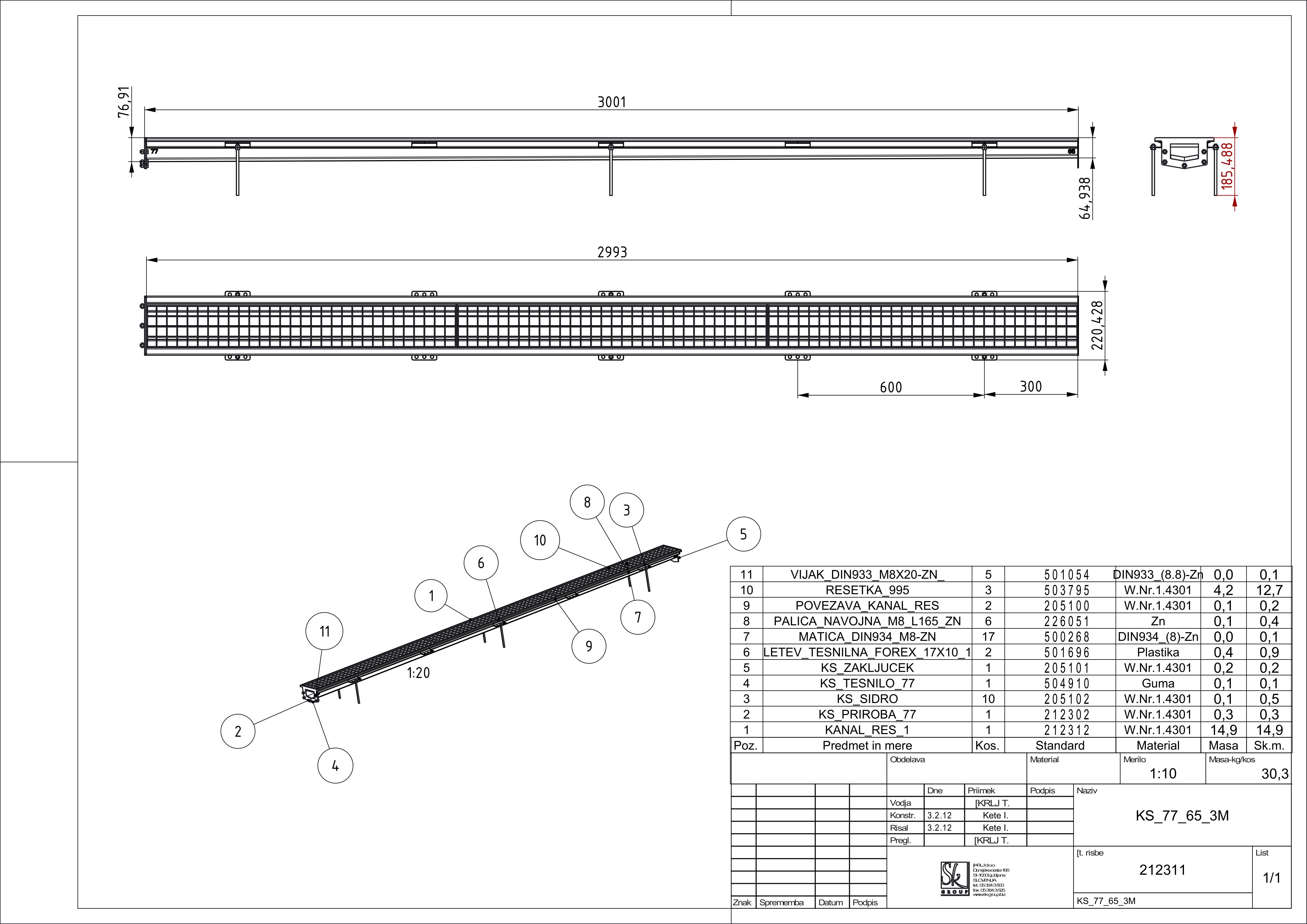 KS, drainage chanell, box type with grating