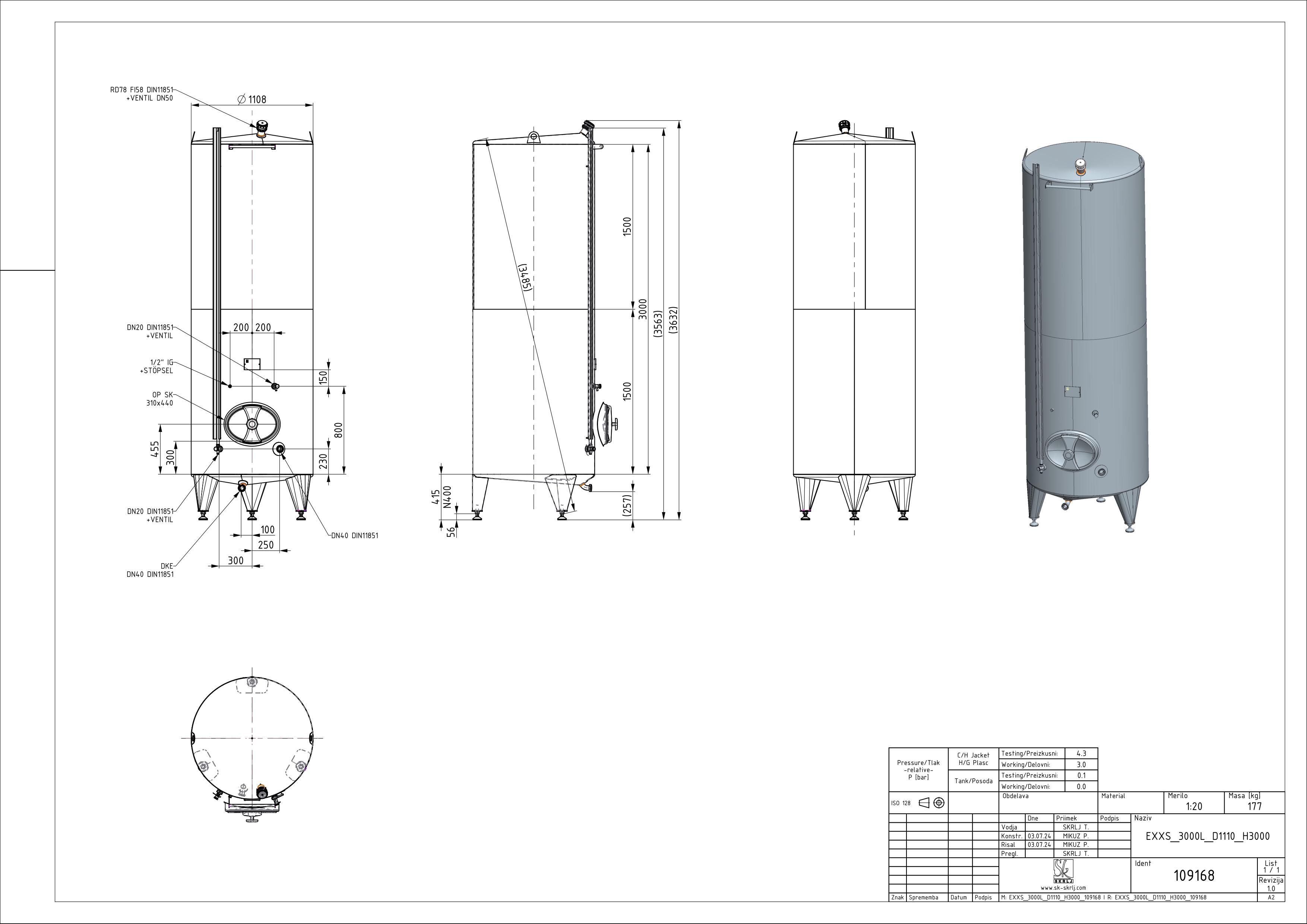 Classic storage tank