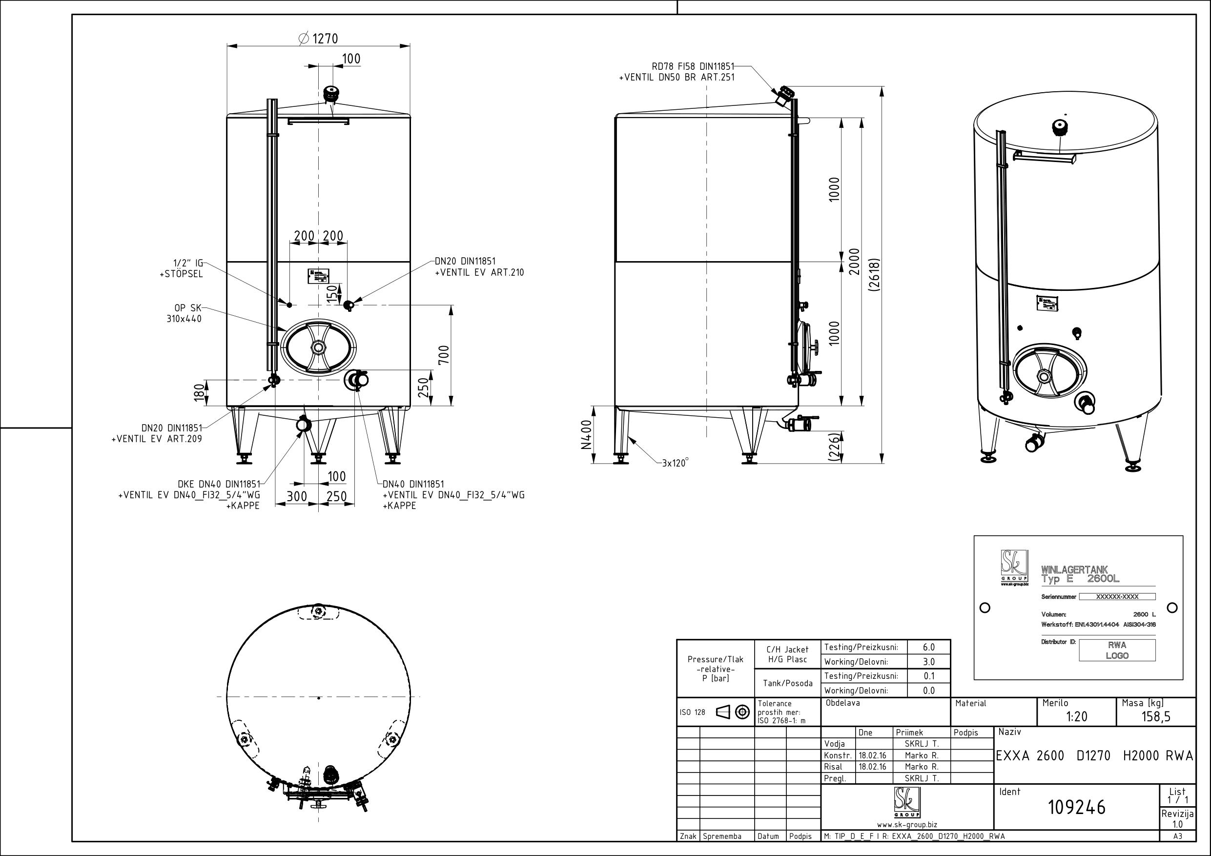 Classic storage tank