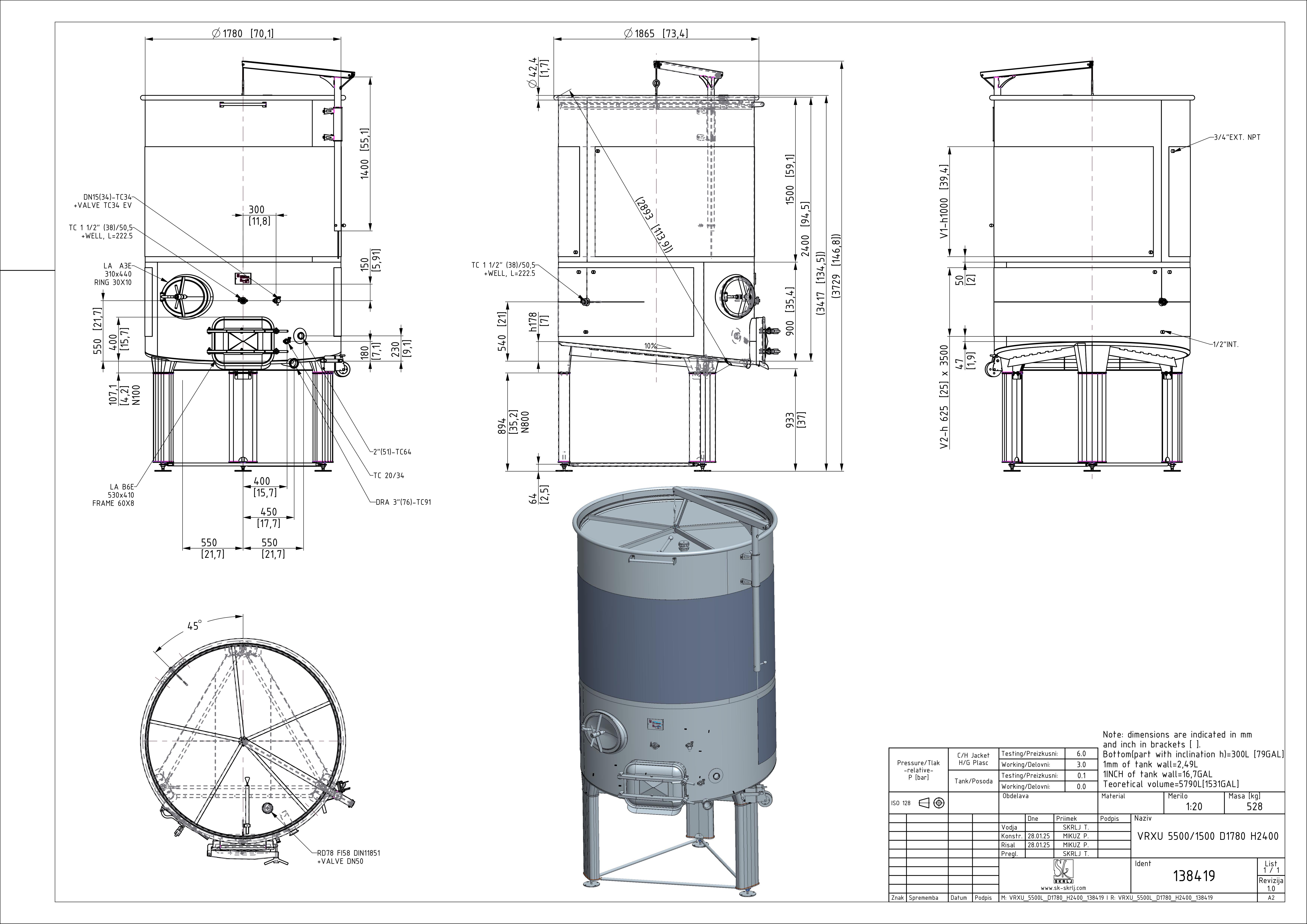 Variable capacity red wine tank