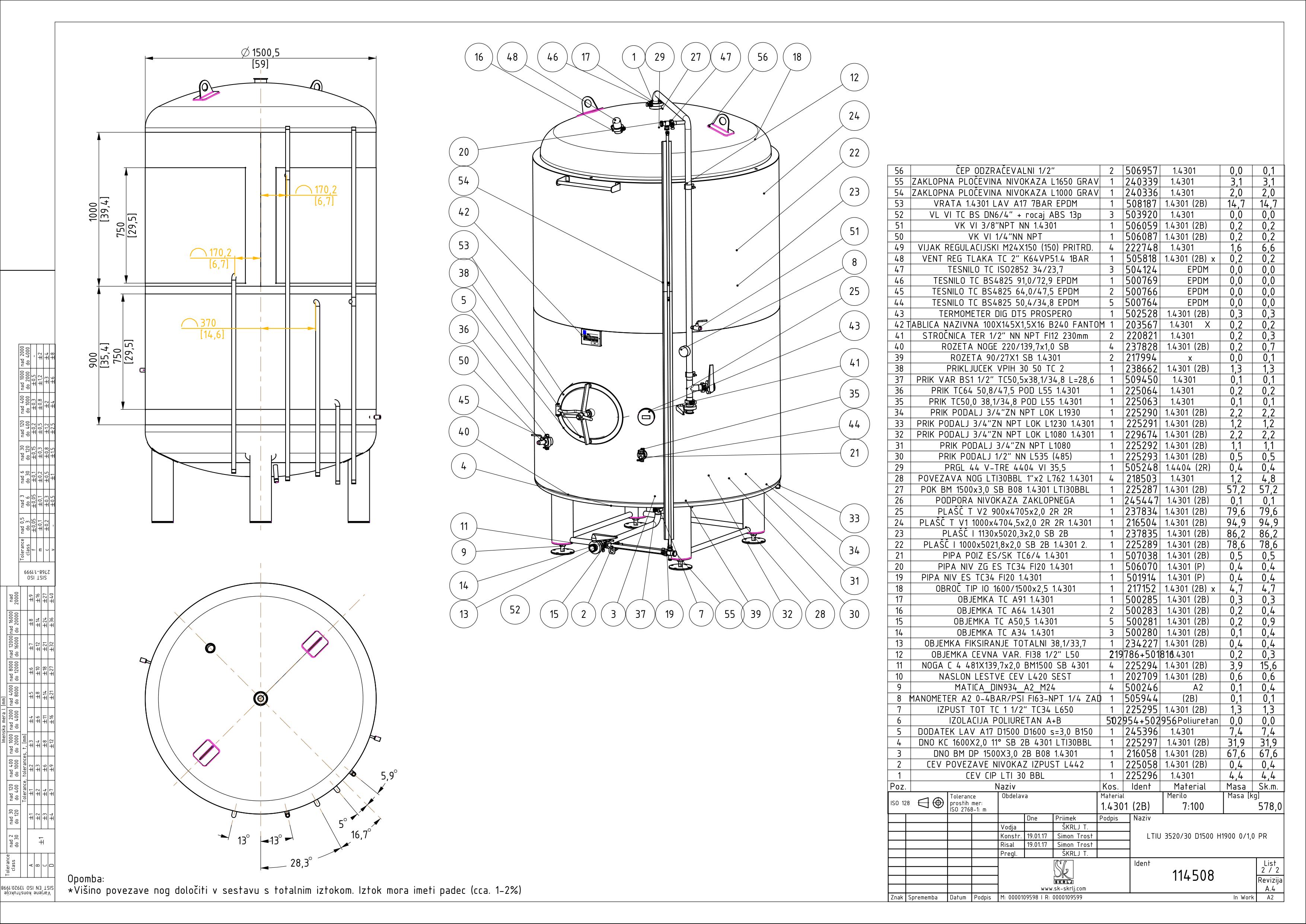 Brite beer tank, insulated